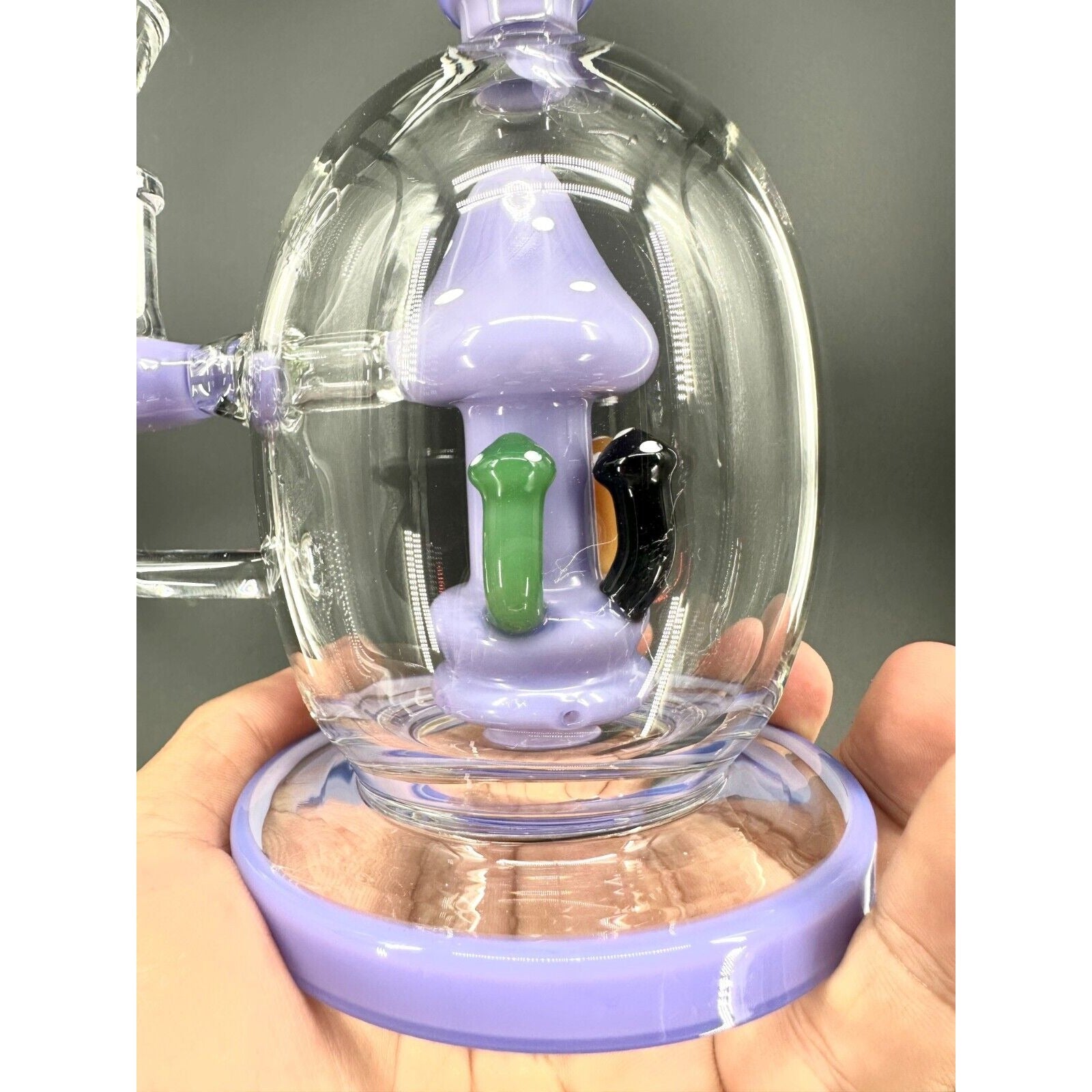 9" Purple Mushroom Recycler Glass Bong 14mm Bowl Water Pipes Hookah
