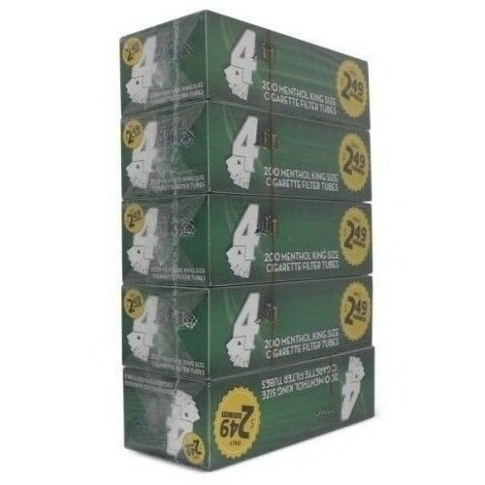 4 Aces Menthol King Size RYO Cigarette Tubes 200 Count Per Box (Pack of 5)