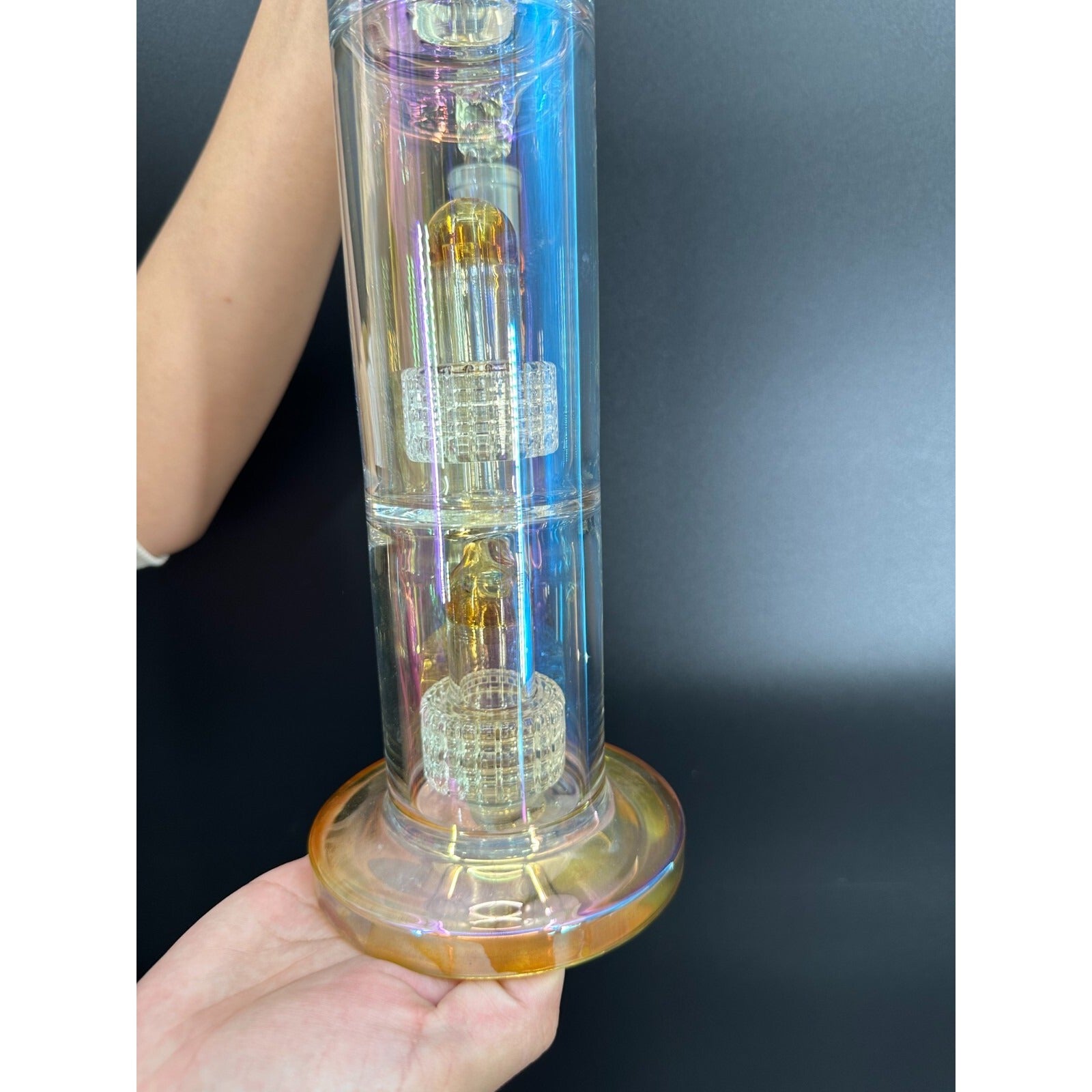 16in Heavy Thick Glass Bong Water Pipe Hookah Bongs with Skull catcher Yellow