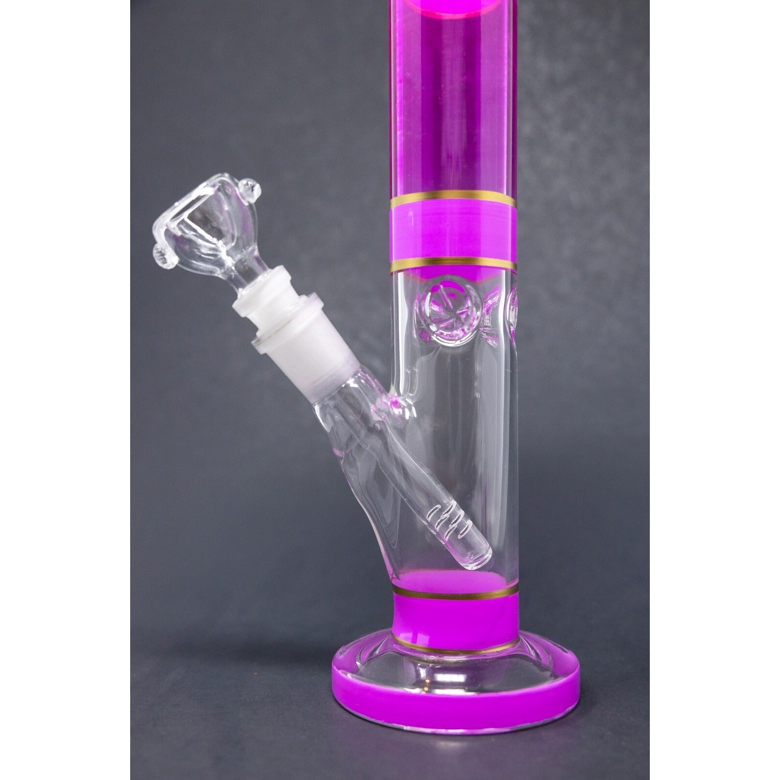 Hookah Water Pipe Glass 10" Pink & Gold Shooter Tobacco Bong w/ ICE catcher
