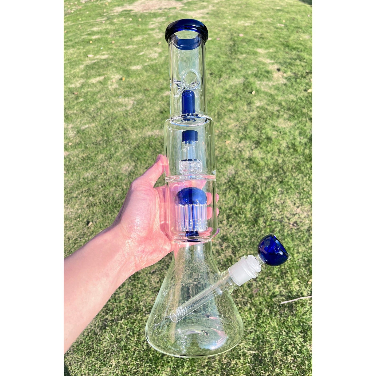 16 Inch Heavy Glass Bong Percolator Water Pipes Smoking Hookah 14mm Bowl Thick