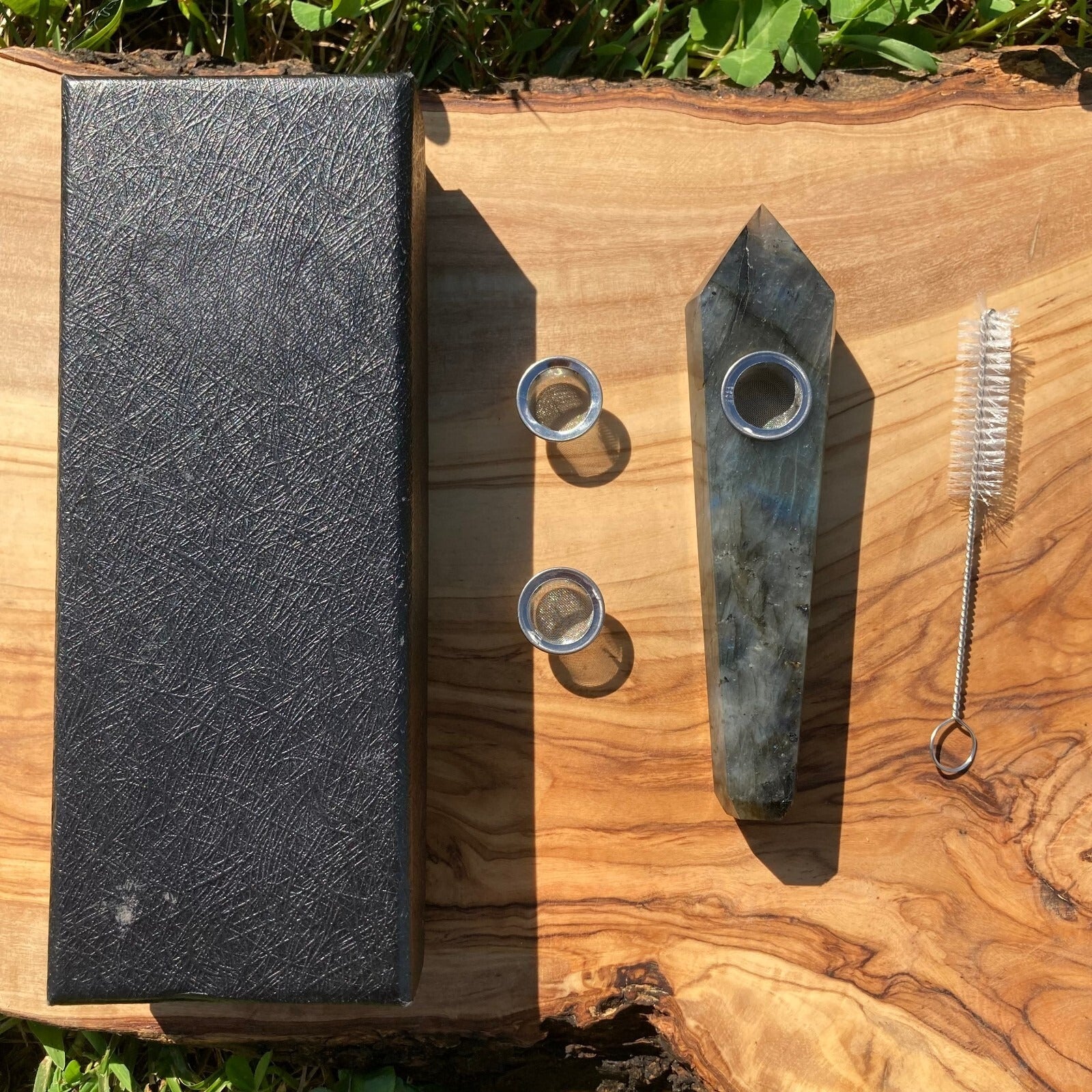 Handmade Labradorite Gemstone Smoking Crystal Pipe Hand Spoon Tobacco Smoke Bowl