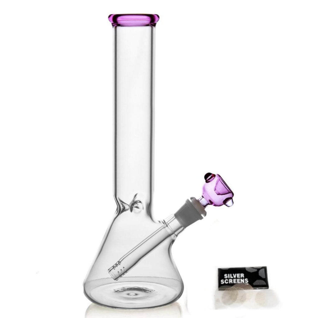 10 Inch Bongs Pink Glass Bong Smoking Hookah Glass Water Pipes 14mm Bowl Beaker