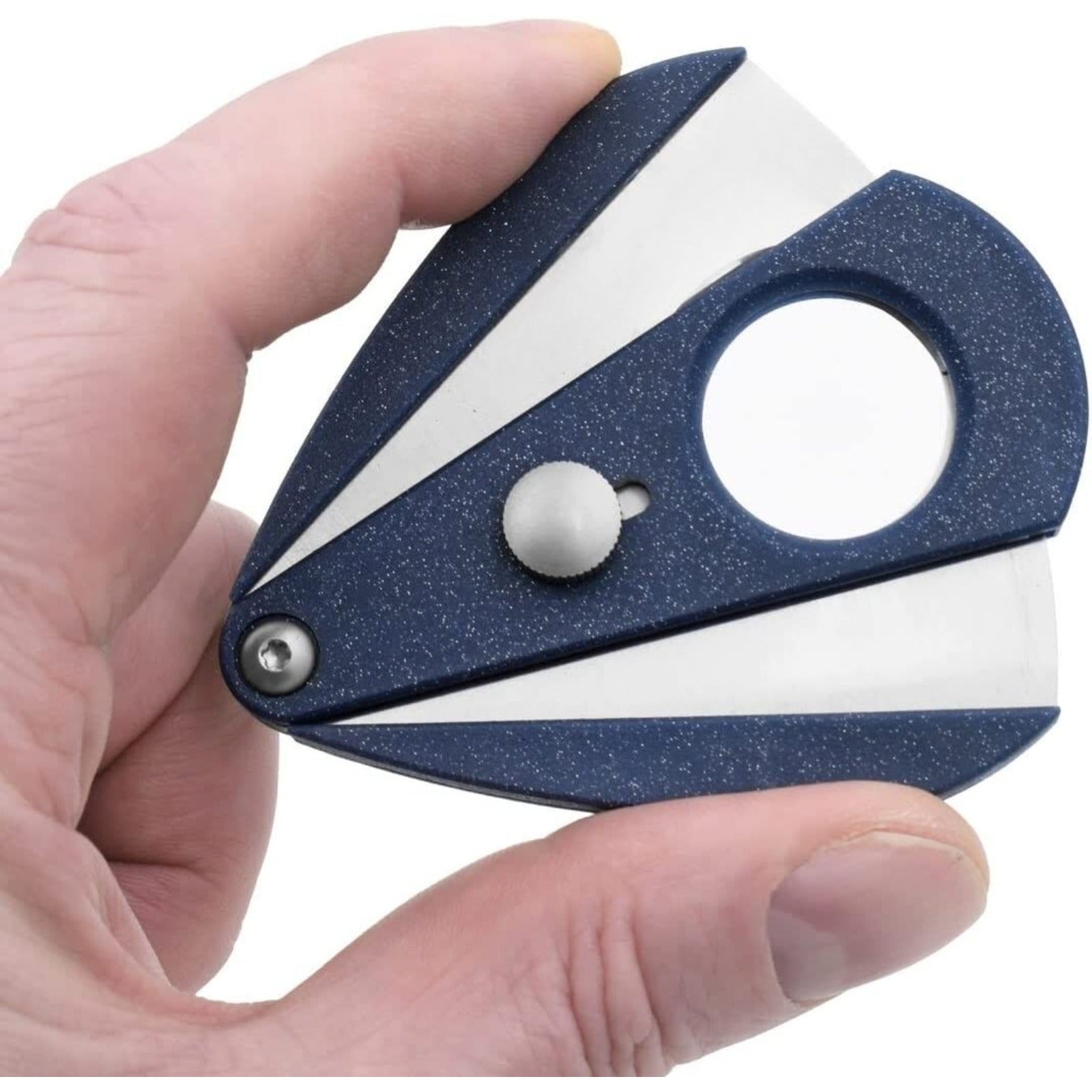 Xi2 Cigar Cutter, Spring-Loaded Double Guillotine Action Blue