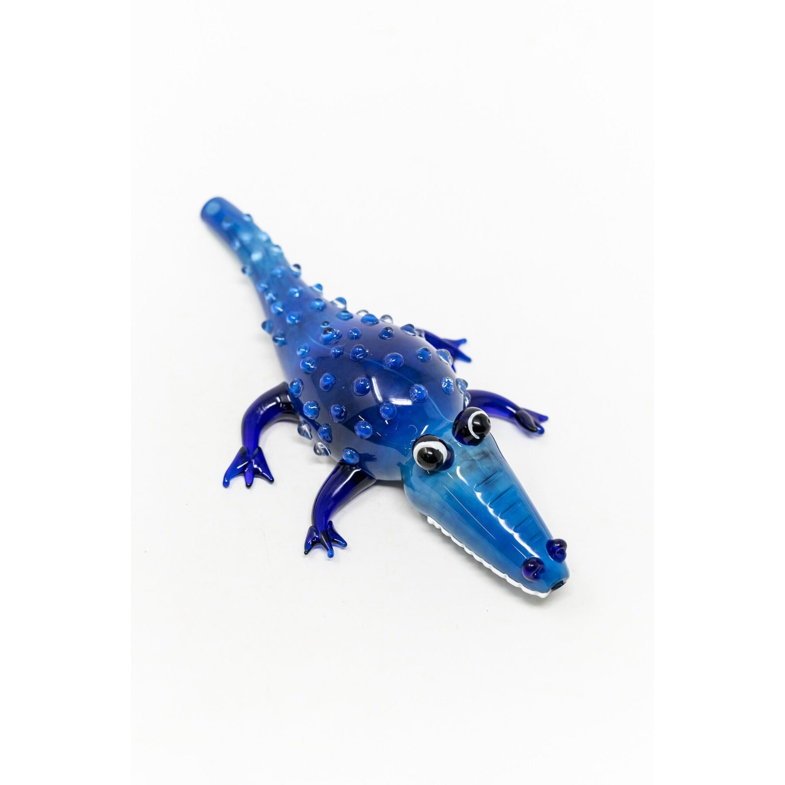 7.5" Blue Alligator Handmade Tobacco Smoking Glass Hand Pipe