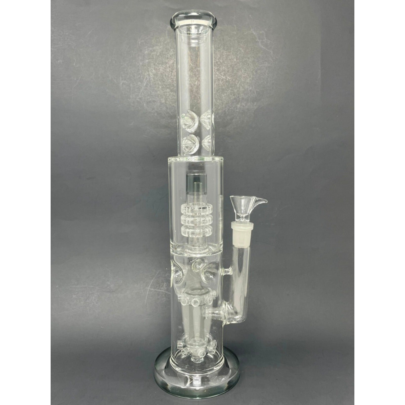 15" Hookah Water Pipe Grey Flat Base Double Percolator Bong w/ Ice Catcher