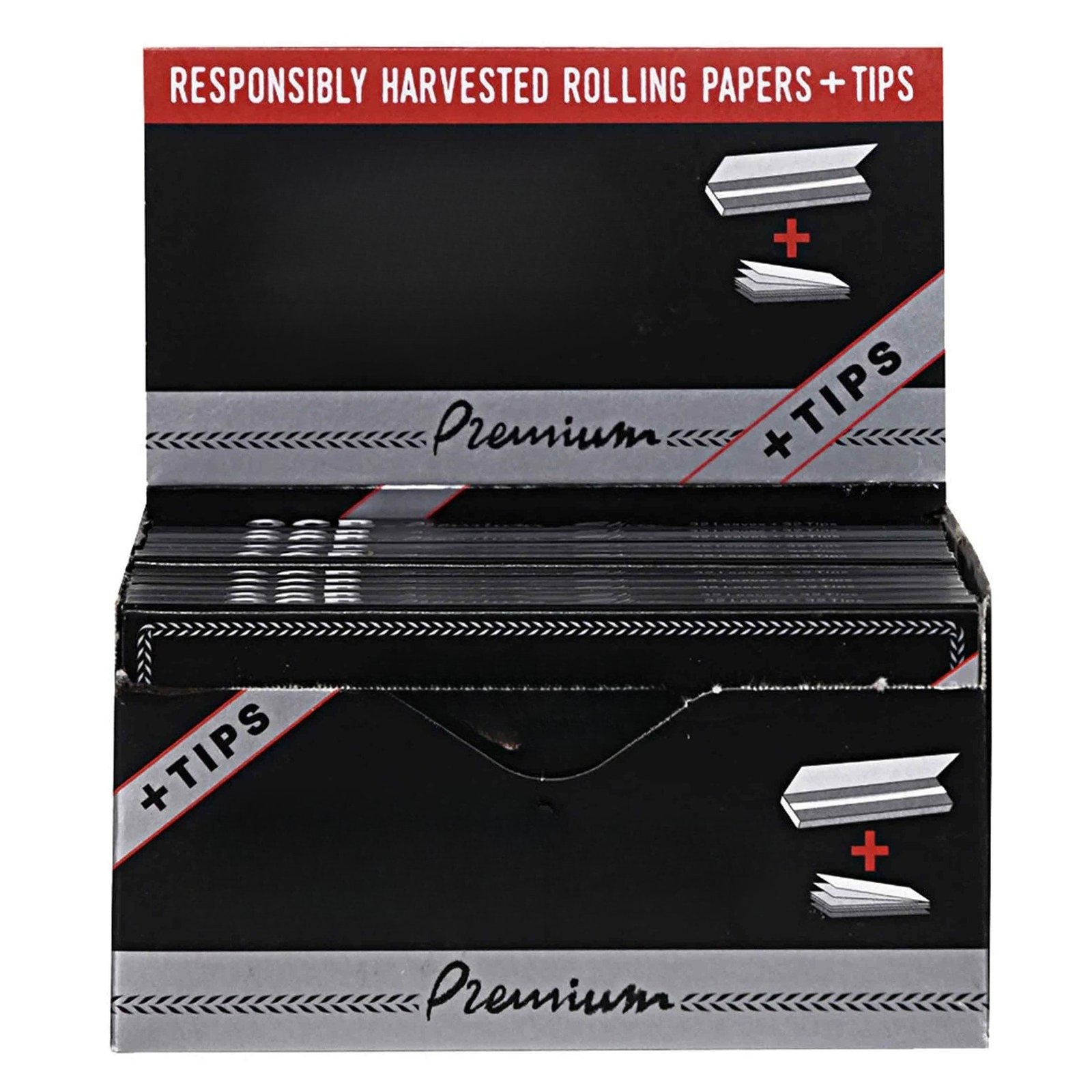 Premium King Size Slim Rolling Papers + Tips (Full Box of 24 Booklets)