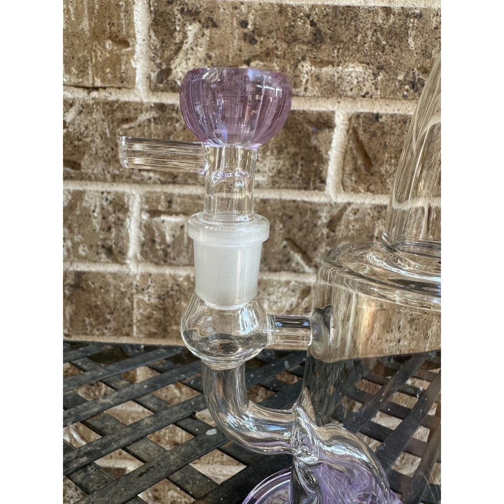 10" Pink Glass Water Pipe Recycler Bong 14mm Bowl – Thick Glass Smoking Pipe