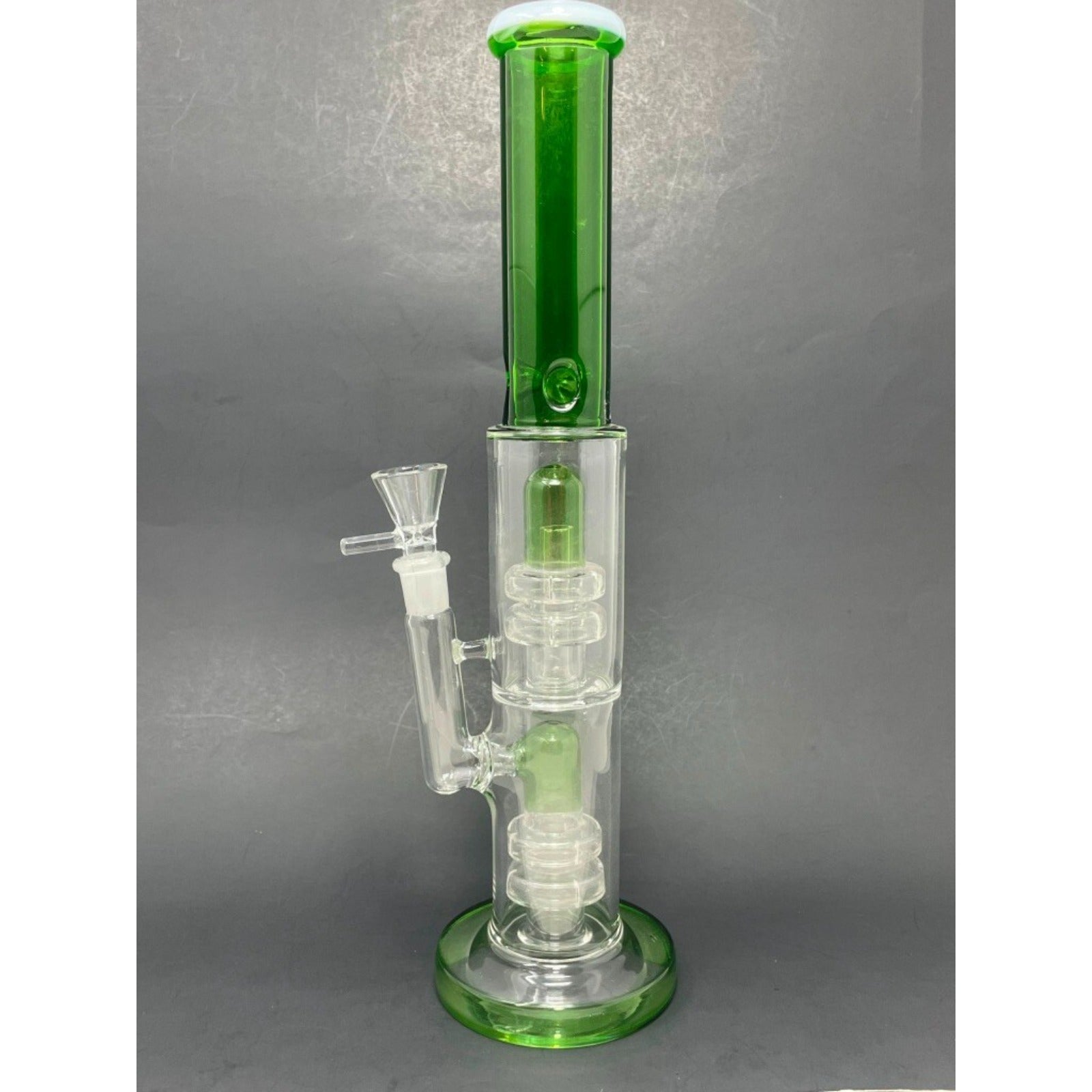 14" Hookah Water Pipe Stoned Genie Green Double Percolator Bong w/ Ice Catcher