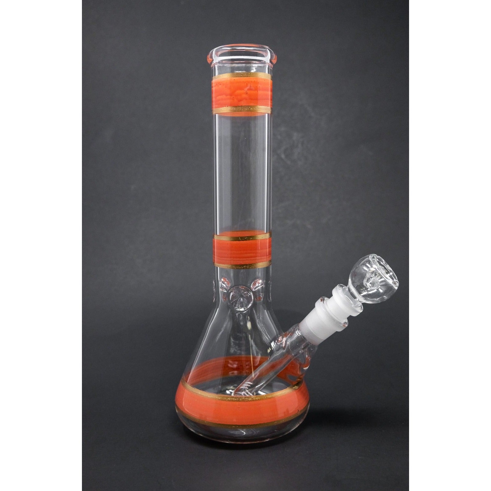 Hookah Water Pipe Glass 10" Peach Stripe Beaker Bong w/ Ice Catcher
