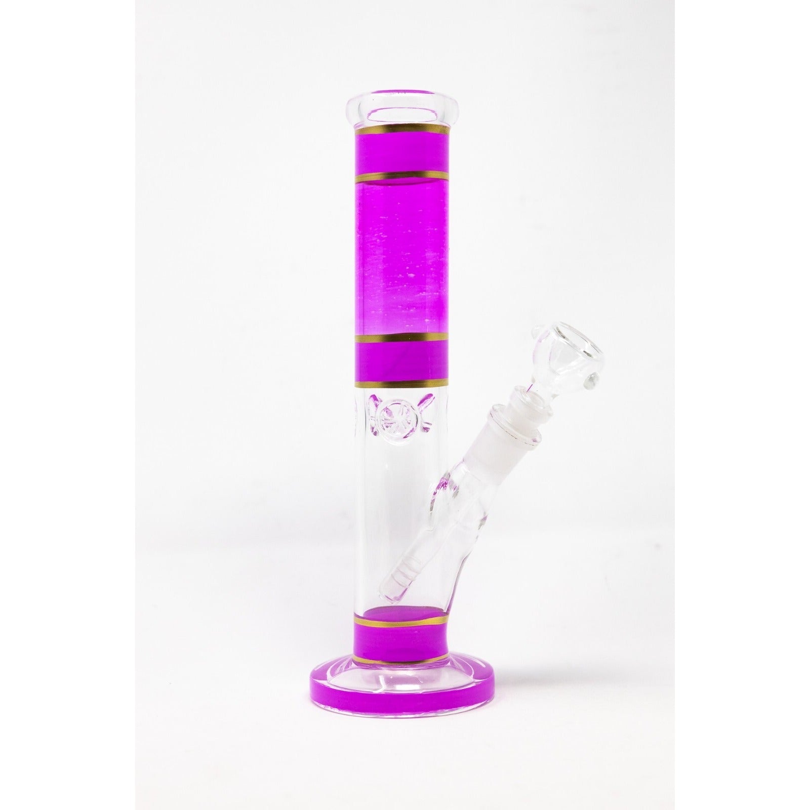 Hookah Water Pipe Glass 10" Pink & Gold Shooter Tobacco Bong w/ ICE catcher