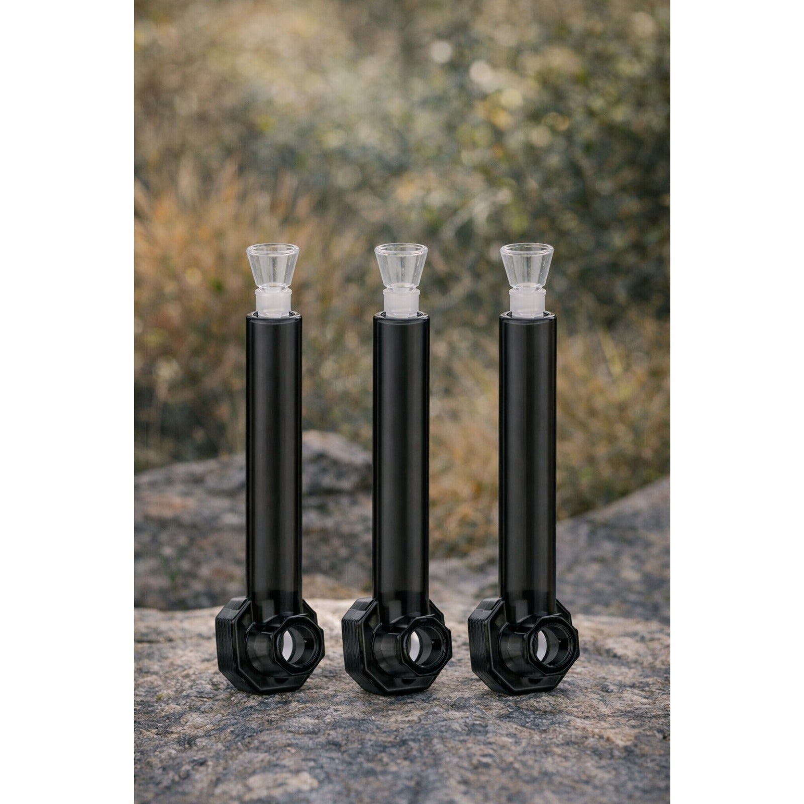 Top Puff Screw-on Water Bottle Converter Glass Bong Hookah Black 3 Pack