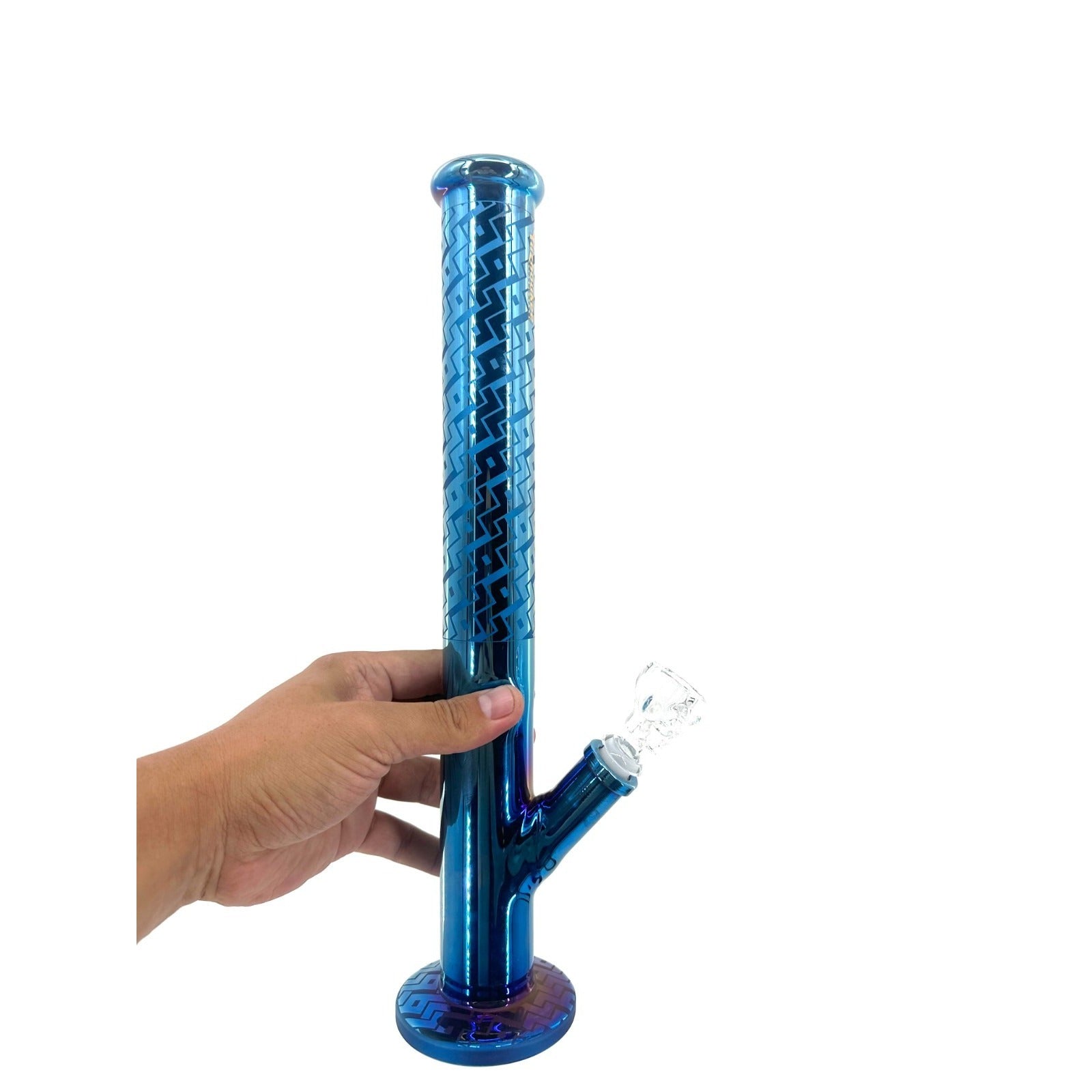 16" Heavy Blue Glass Bong Water Pipe 14mm Skull Bubbler Tobacco