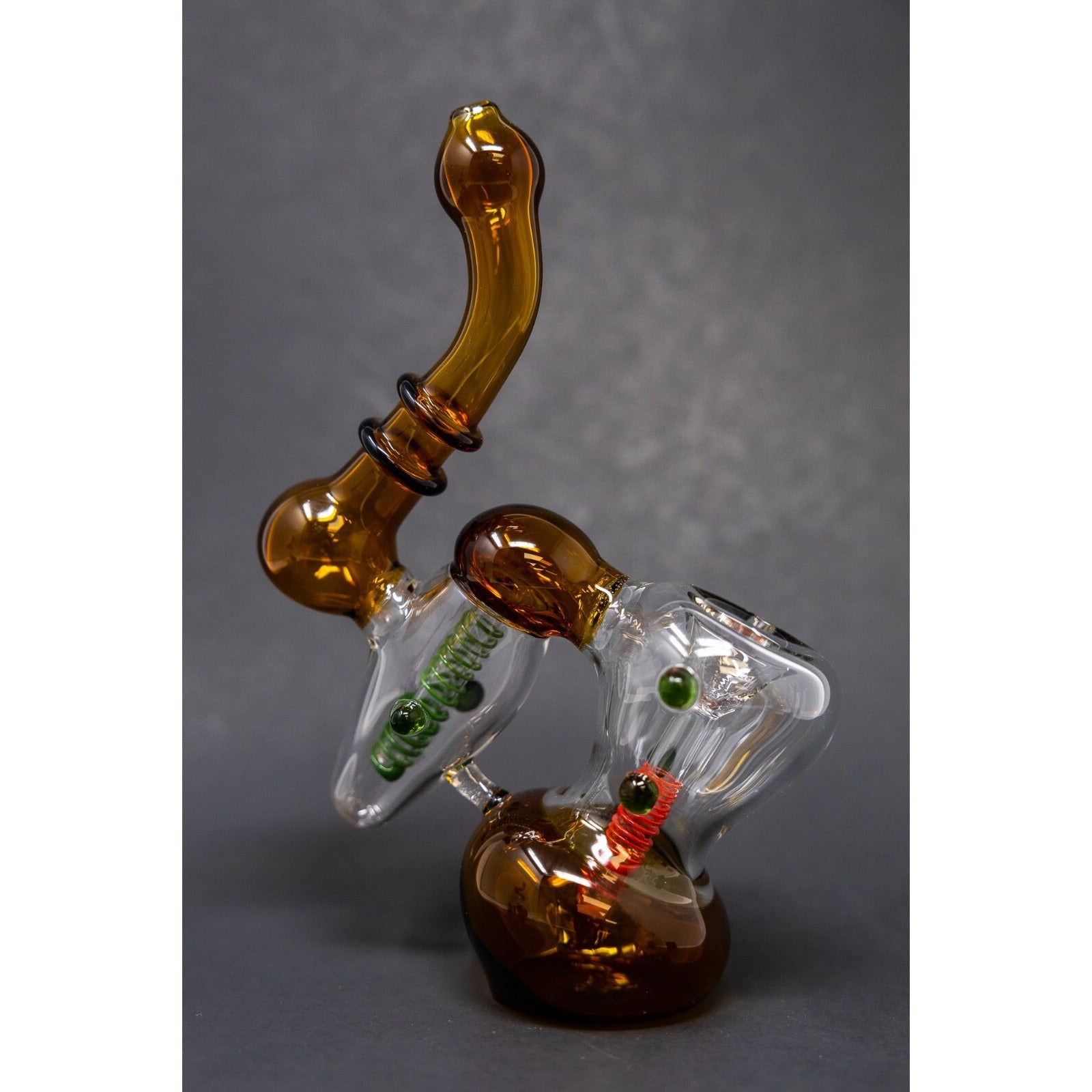 Hookah Water Pipe 7" Dark Amber Double Chamber Tobacco Bubbler Bong.