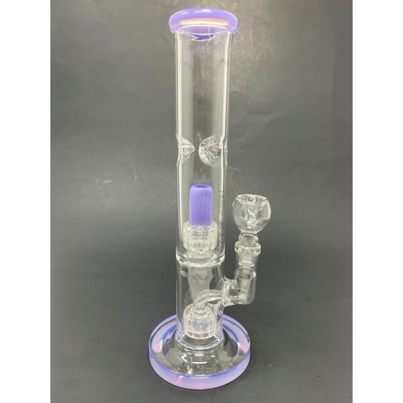 Hookah Water Pipe Glass 10" Purple Double Percolator Tobacco Bong w/ ICE catcher