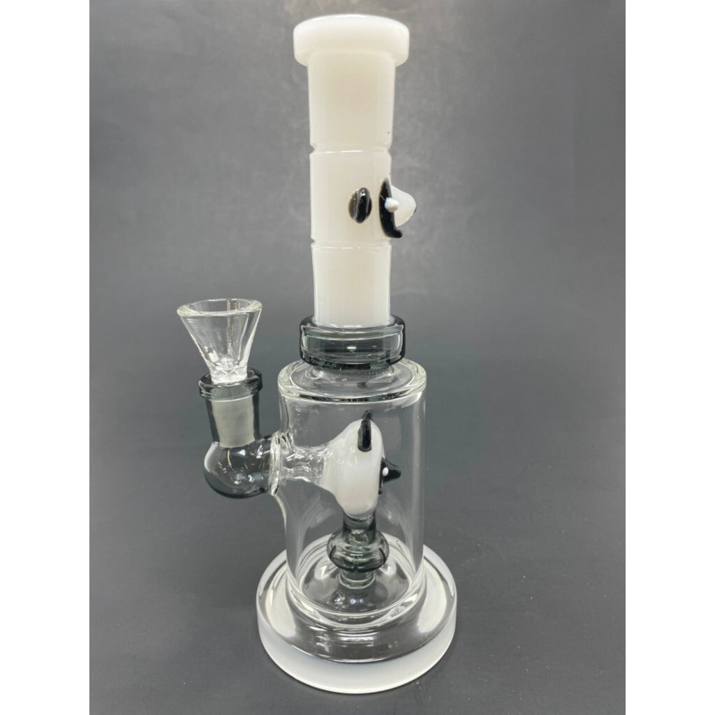 Hookah Water Pipe Glass 8" White Panda Percolator Glass Tobacco Bong