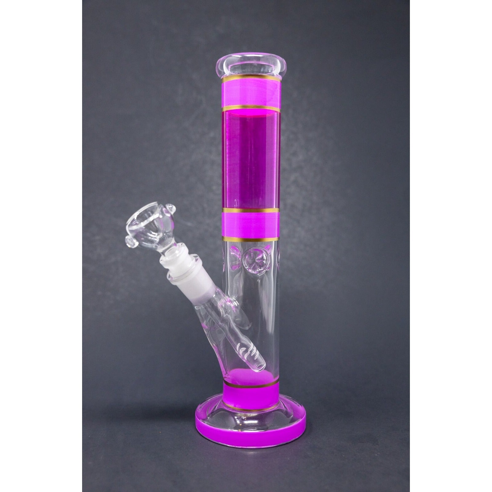 Hookah Water Pipe Glass 10" Pink & Gold Shooter Tobacco Bong w/ ICE catcher