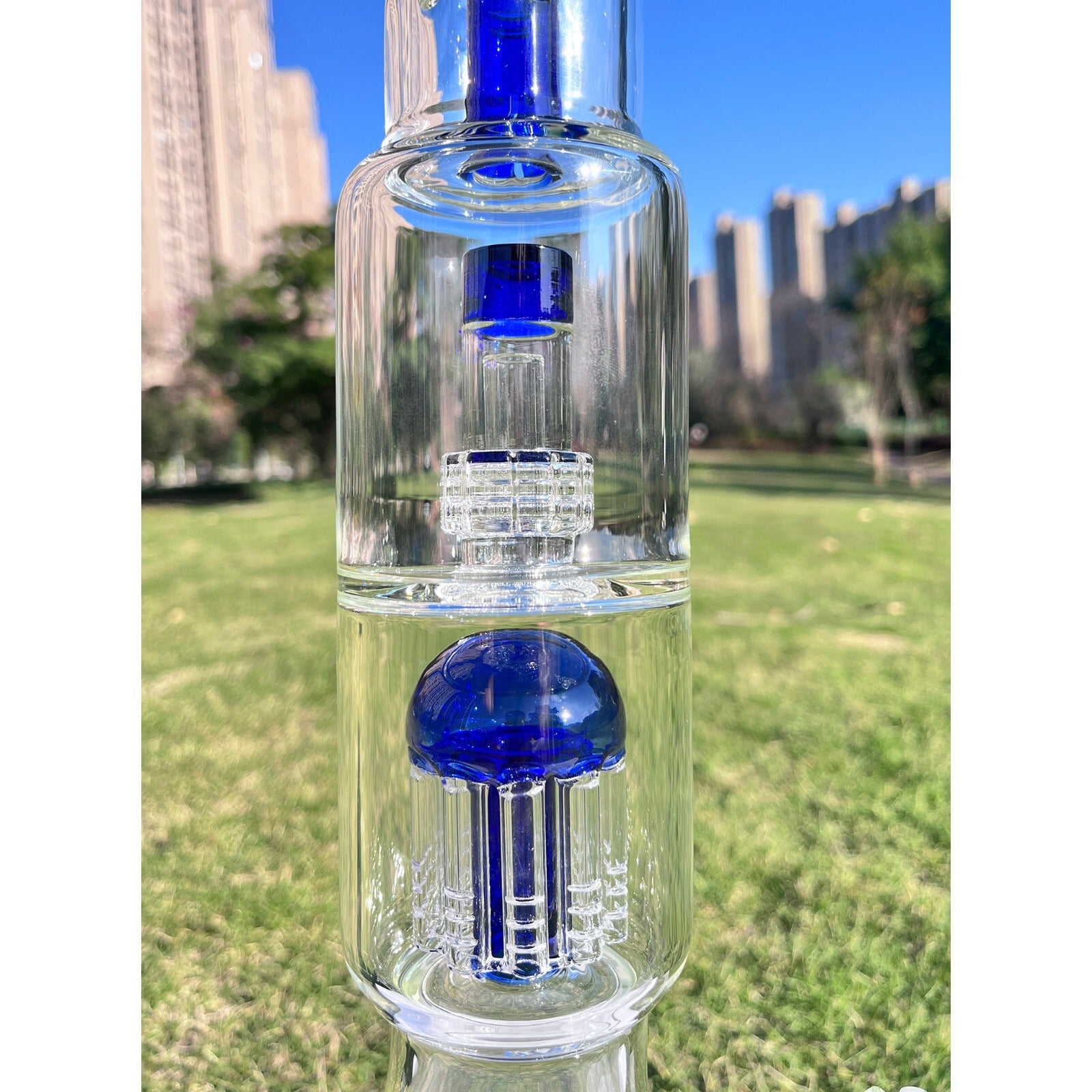 16" Glass Bong Beaker Smoking Water Pipe Percolate Bong Thick Hookah 14mm Bowl