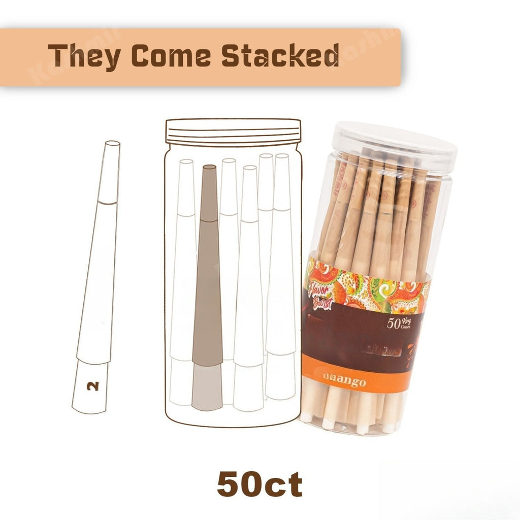 Pre Rolled Cones King Size 50 Ct Mango Flavored Rolling Paper Cones