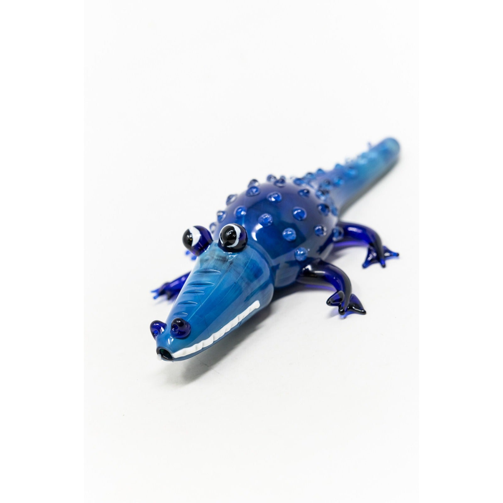 7.5" Blue Alligator Handmade Tobacco Smoking Glass Hand Pipe