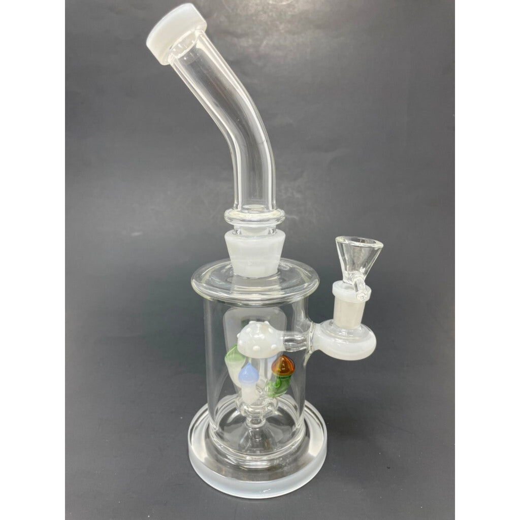 Hookah Water Pipe Glass 9" White Mushroom Percolator Tobacco Bong