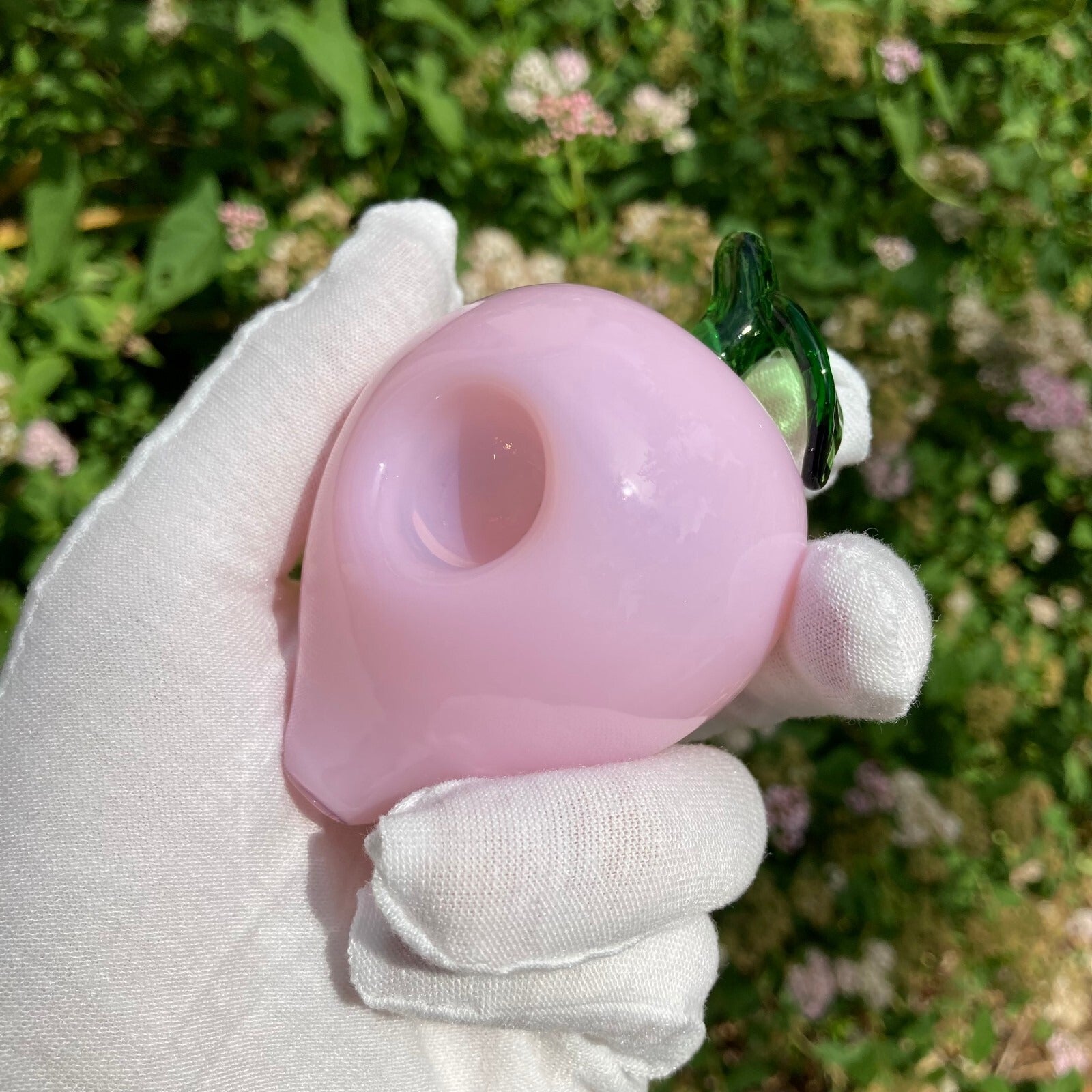 Handmade Pink Peach Glass Pipe Smoking Hand Pipe Glass Smoke Tobacco Bowl
