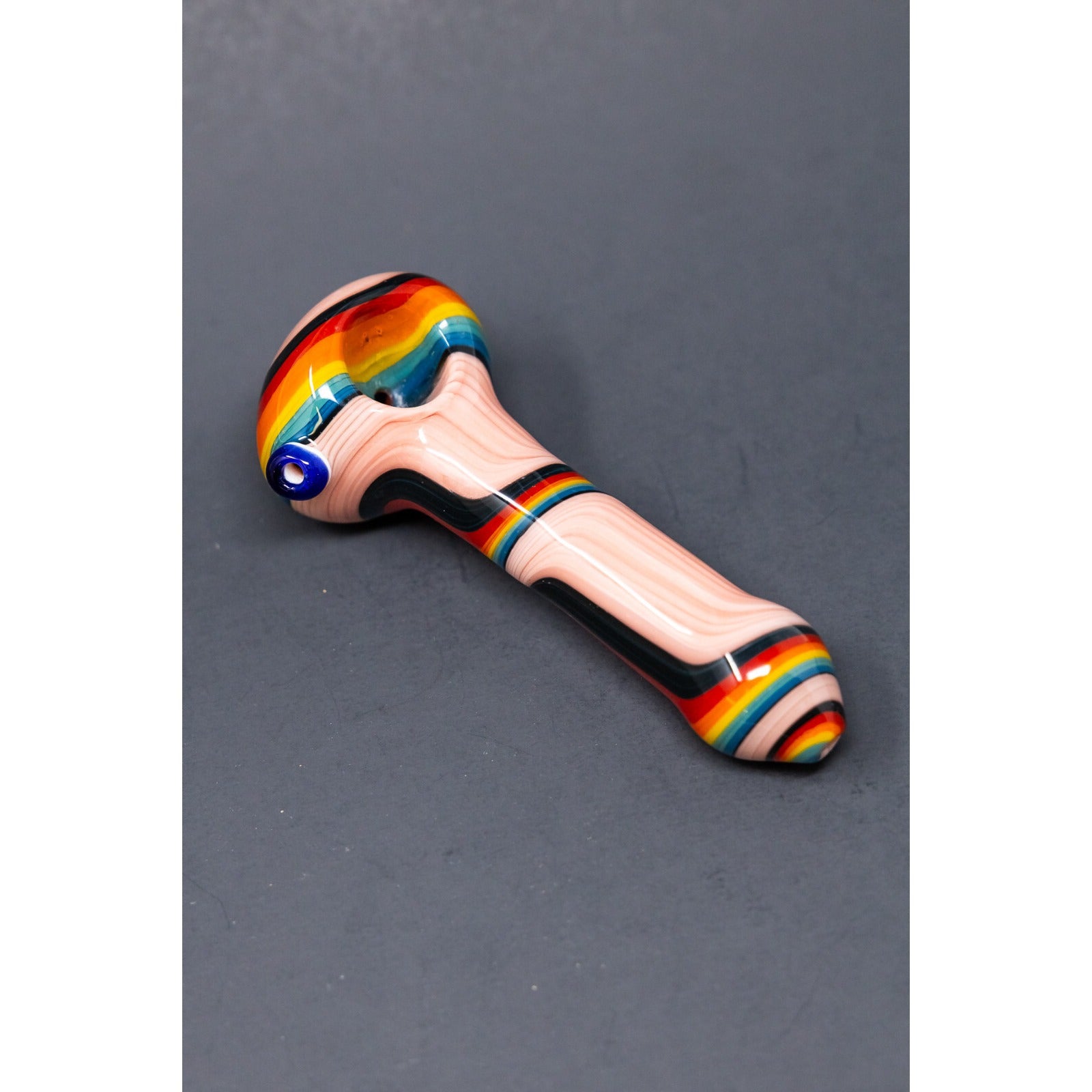 5" THICK Rainbow Design TOBACCO Glass Hand Smoking Pipe w/ Carb Hole