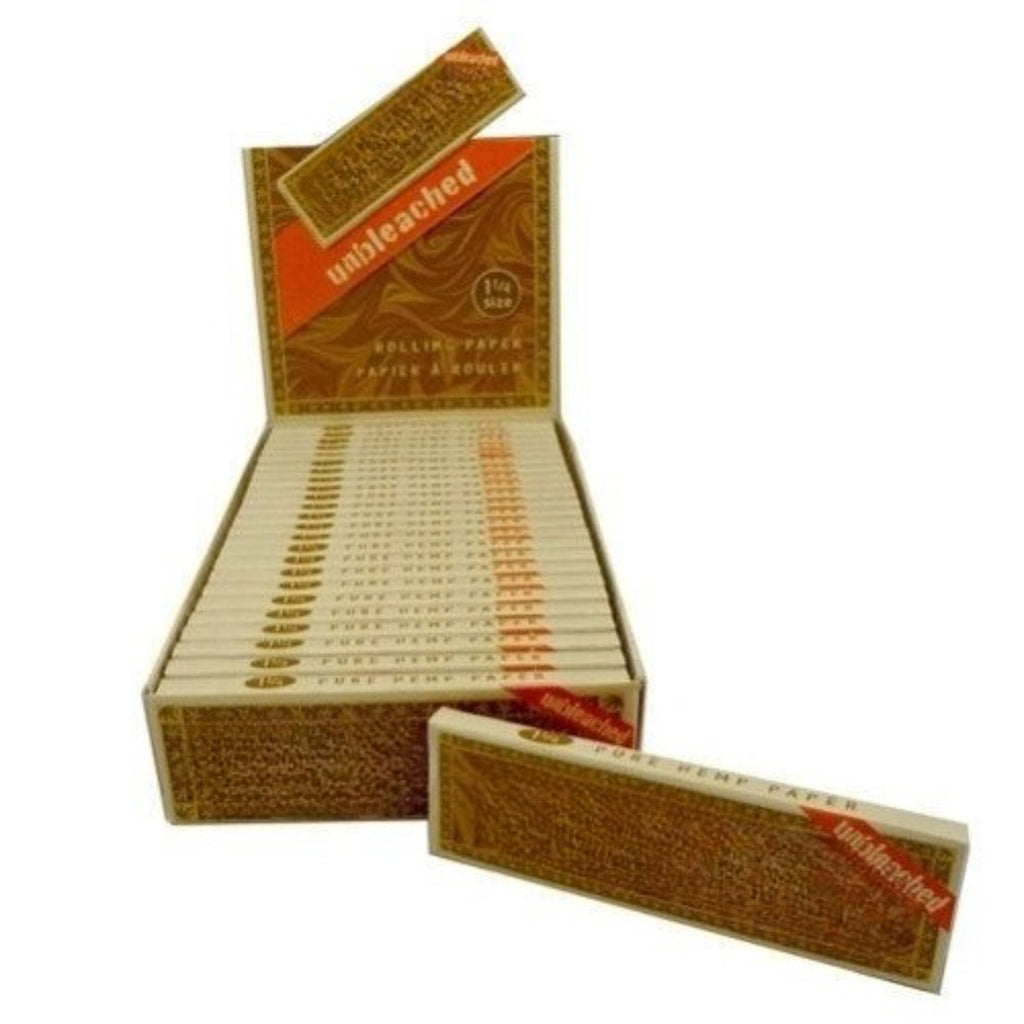 Pure Hemp Rolling Paper Unbleached 1 1/4 Medium Size (Full Box of 25)