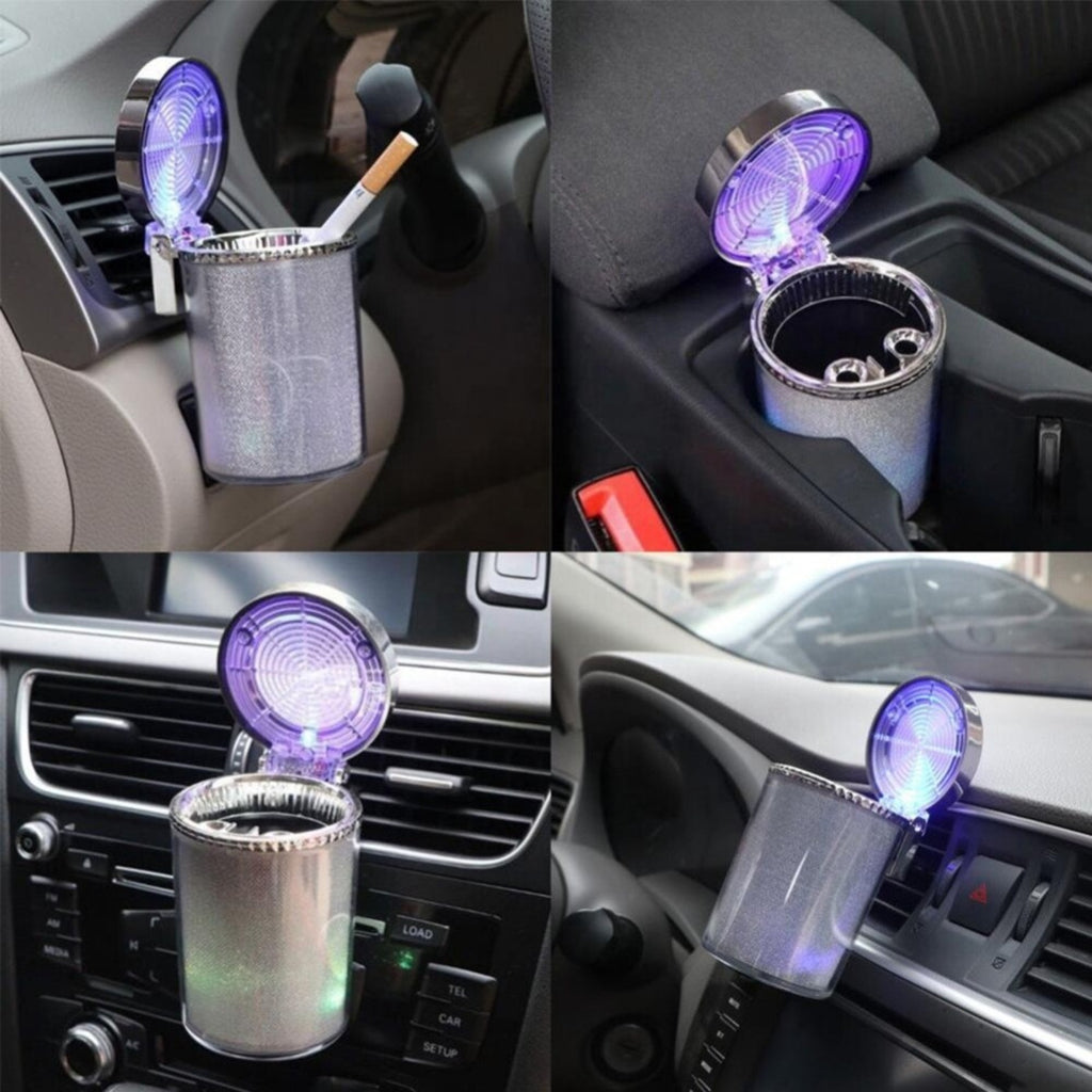 Car Ashtrays LED Light Multi-Function Portable Ashtray Colorful with Air Vent US
