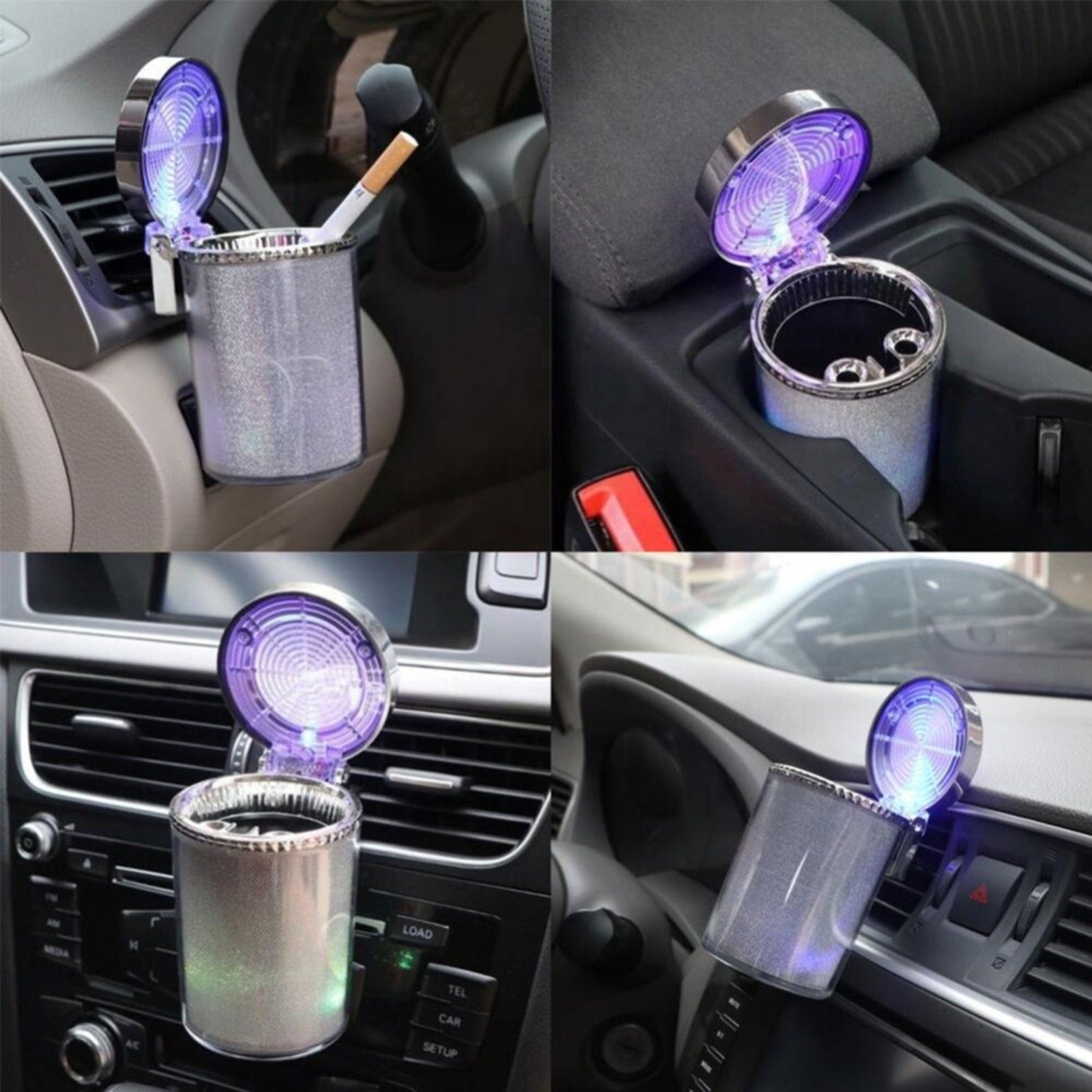 Car Ashtrays LED Light Multi-Function Portable Ashtray Colorful with Air Vent US