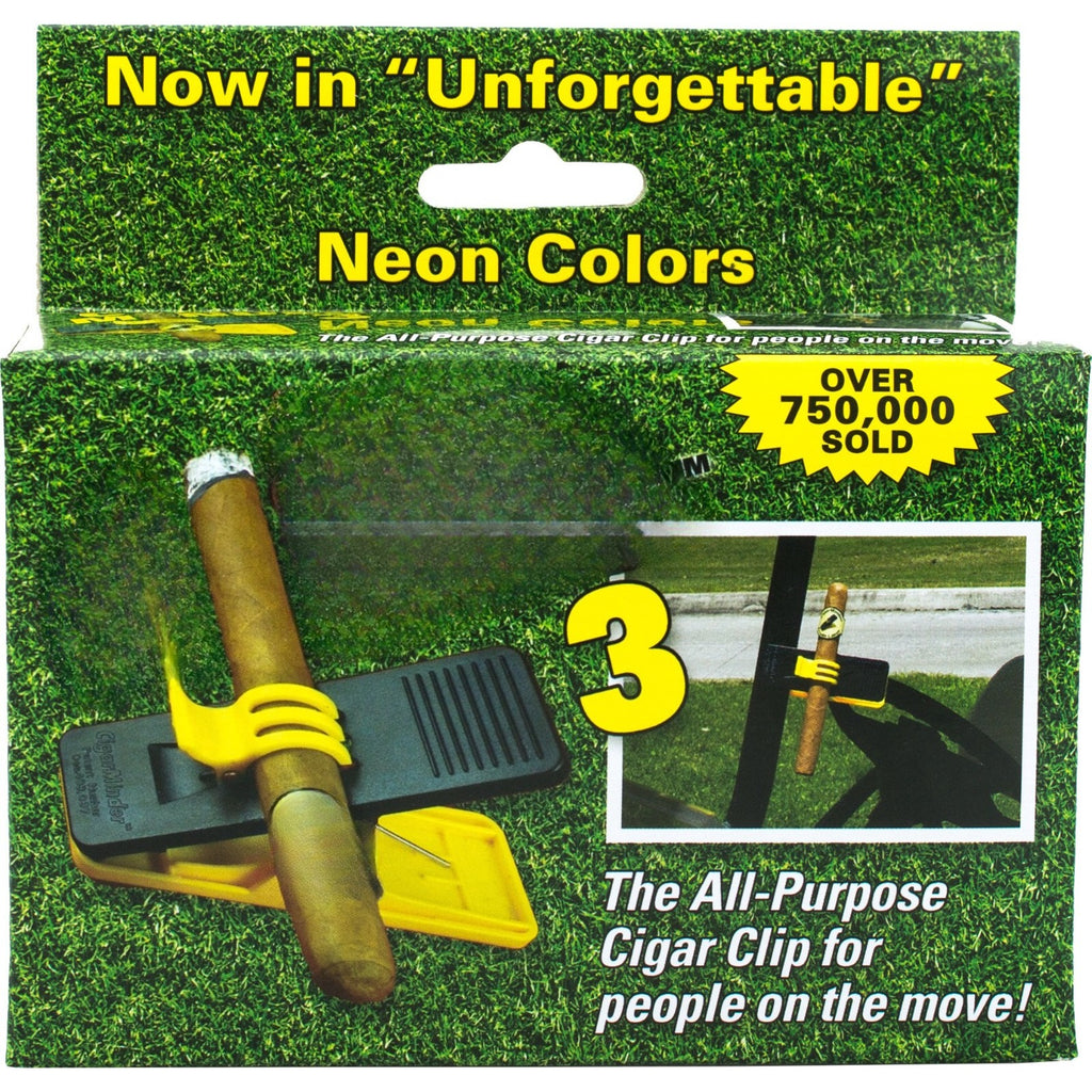 Cigar Minder Clip – Clamp Holder for Golf Carts or Boats - YELLOW