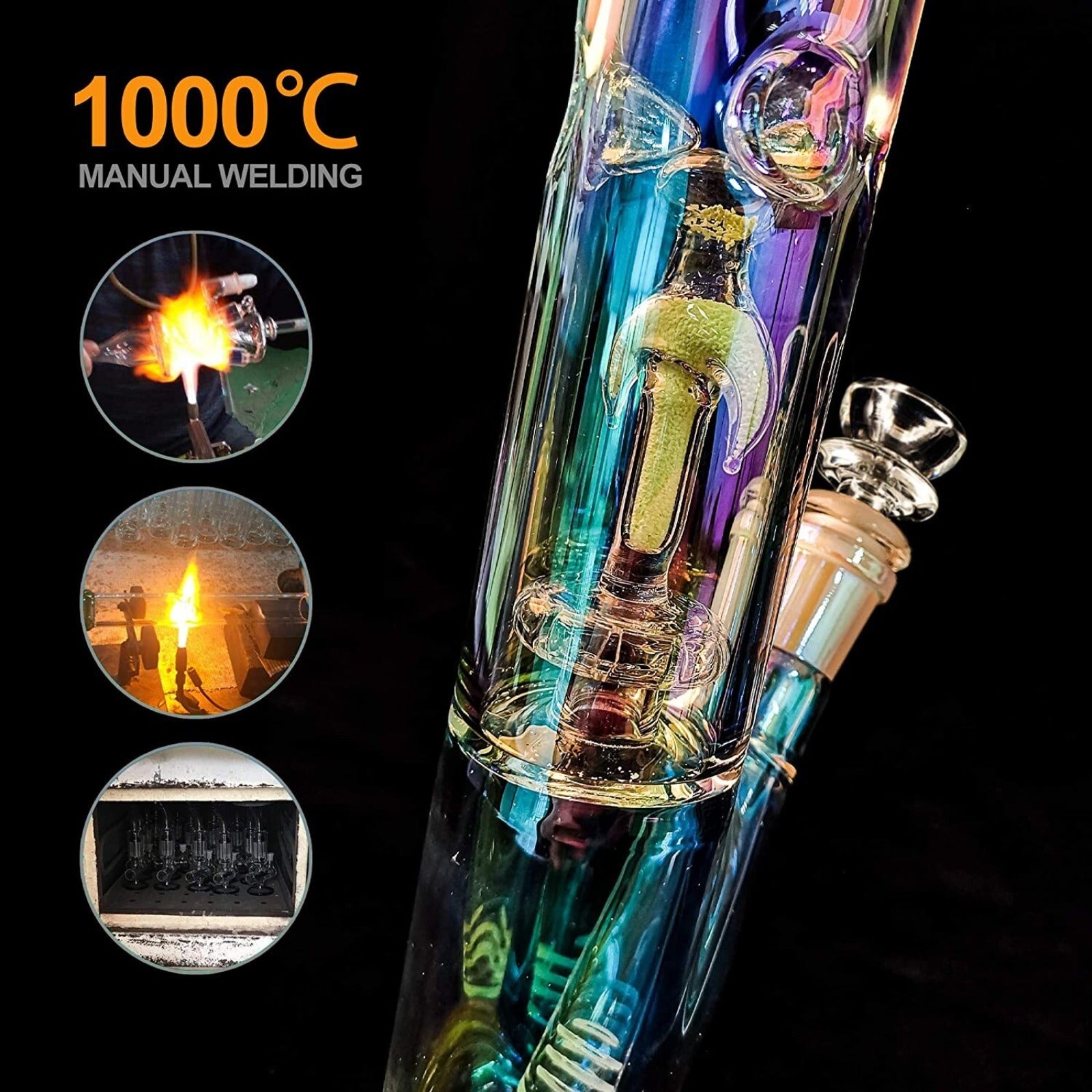 12'' Hookah Water Smoking Pipe Glass Bong Beaker Bubbler w/ ICE catcher Bongs