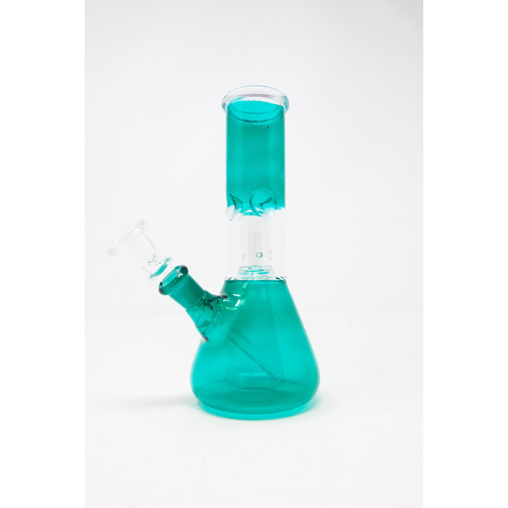 Hookah Water Pipe Glass 8" Aqua Single Percolator Tobacco Bong w/ Ice Catcher