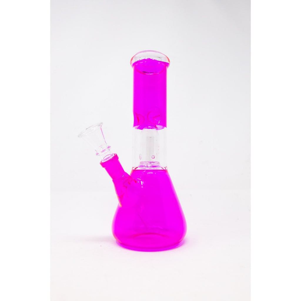 Hookah Water Pipe Glass 8" Pink Single Percolator Beaker Tobacco Bong