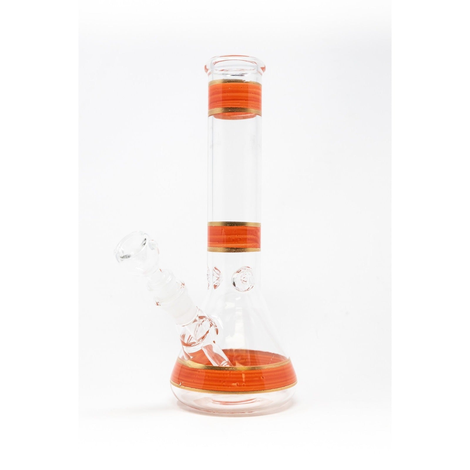 Hookah Water Pipe Glass 10" Peach Stripe Beaker Bong w/ Ice Catcher