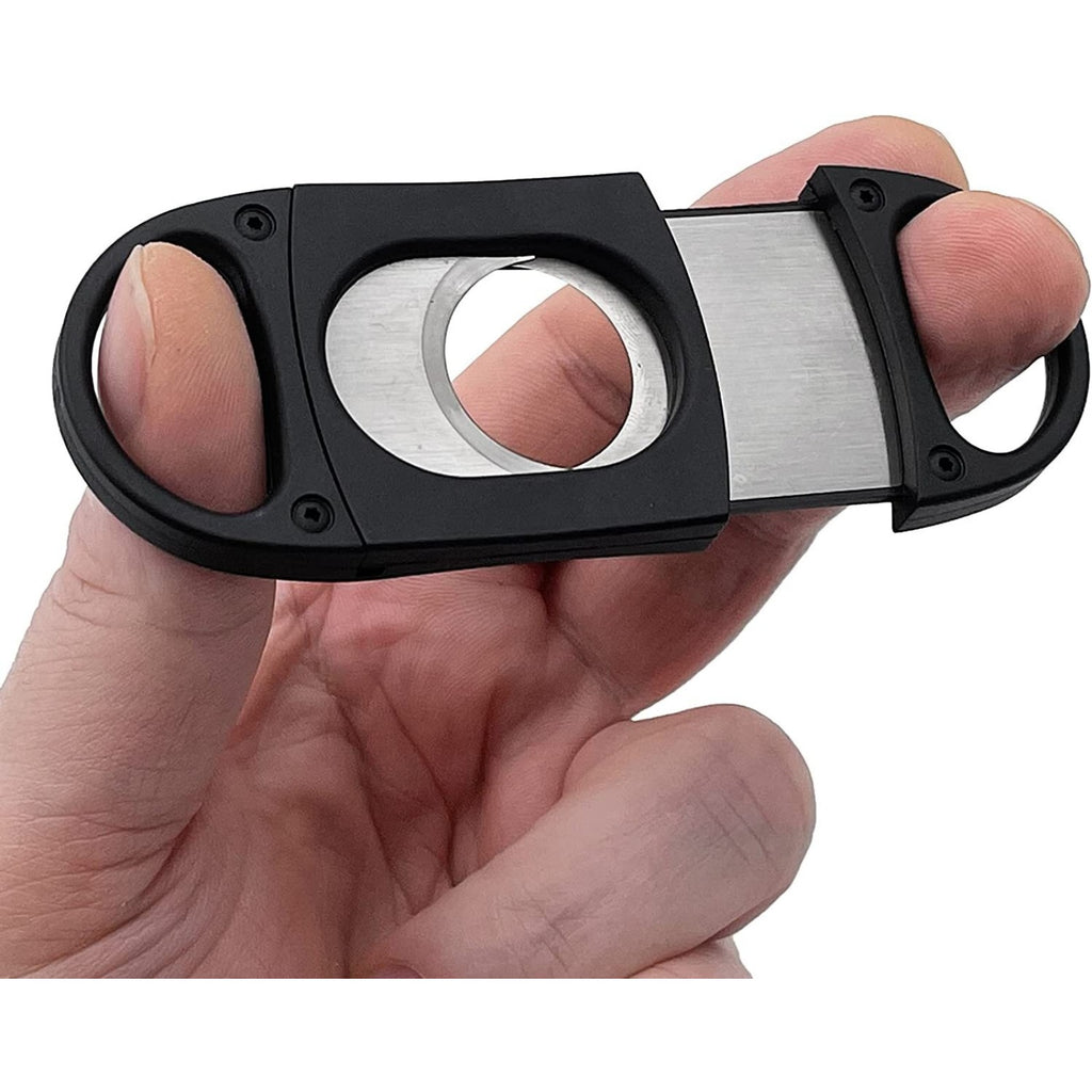 X8 Cigar Cutter, Stainless Steel Blades, Cuts Up to 70 Ring Gauge, Black