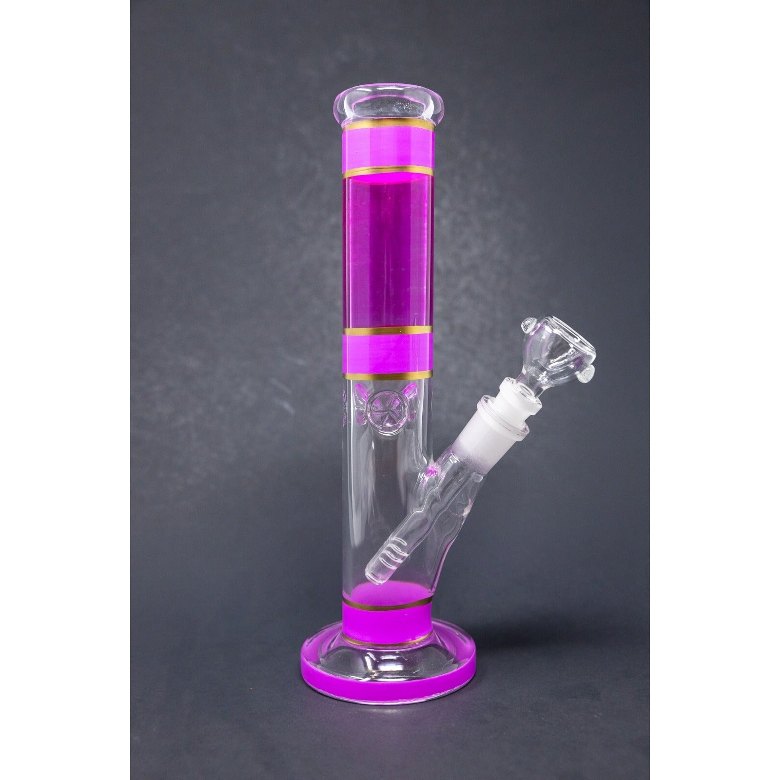 Hookah Water Pipe Glass 10" Pink & Gold Shooter Tobacco Bong w/ ICE catcher