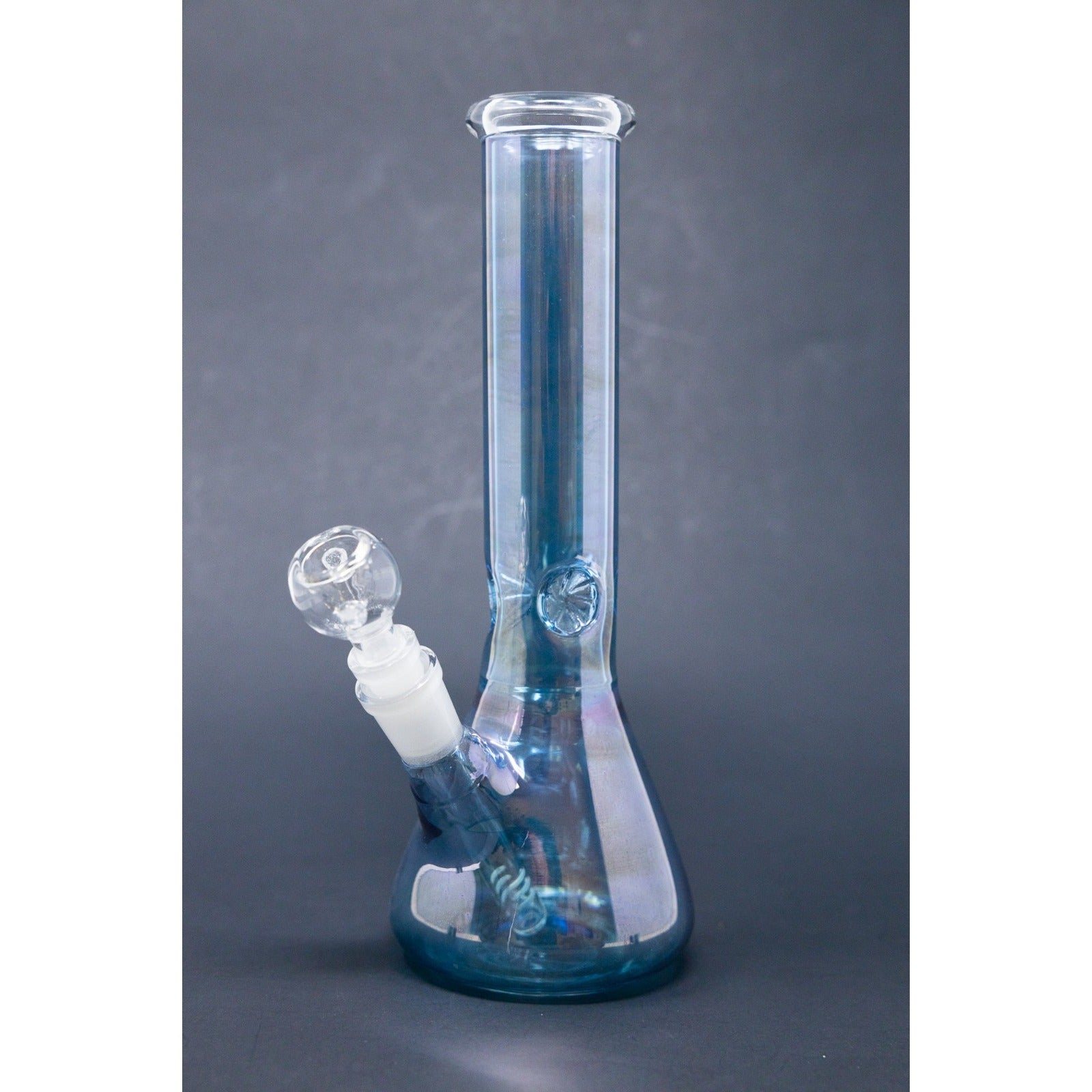 Hookah Water Pipe Glass 10" Tobacco Blue Iridescent Beaker Bong w/ Ice Catcher