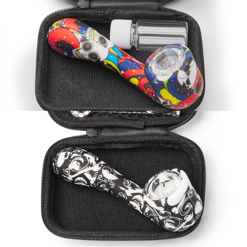 ( Pack of 2 ) 4.5Inch Tobacco Smoking Silicone Pipe 9-Hole Glass Bowl Hand Pipe