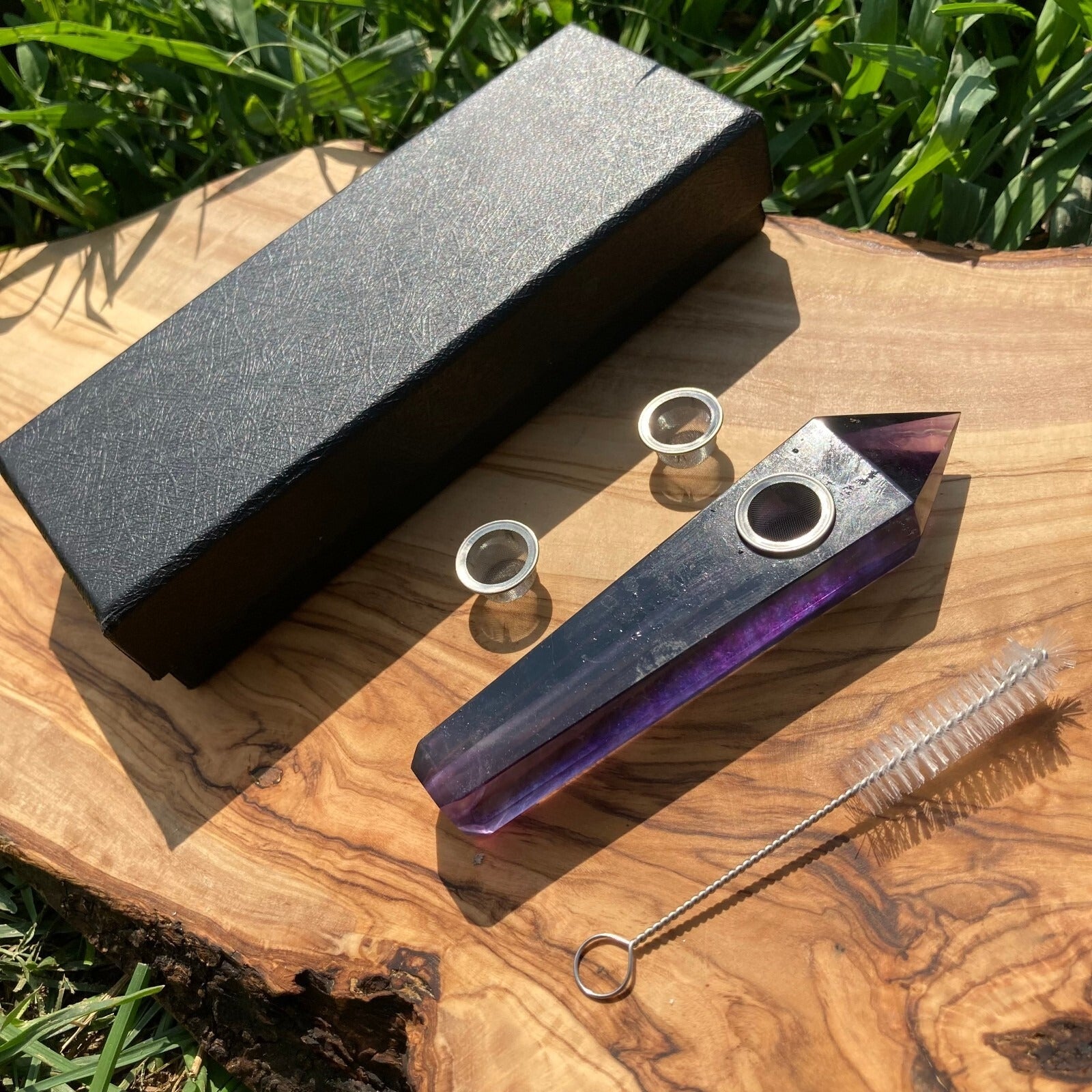 Handmade Rainbow Fluorite Smoking Crystal Pipe Hand Spoon Tobacco Smoke Bowl