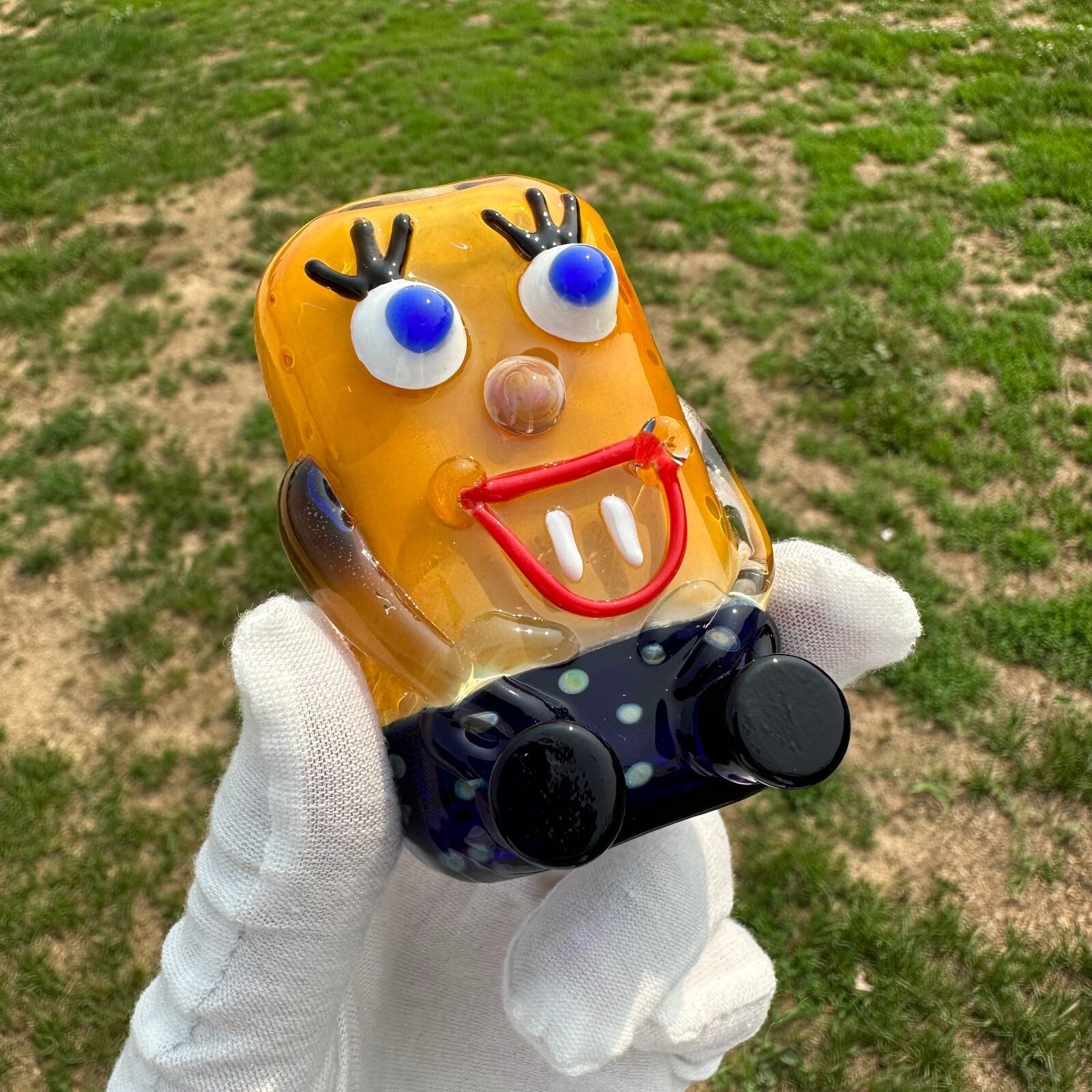 Yellow Man Glass Smoking Pipe Hand Spoon Pipe Tobacco Pipe Unique Smoke Bowl