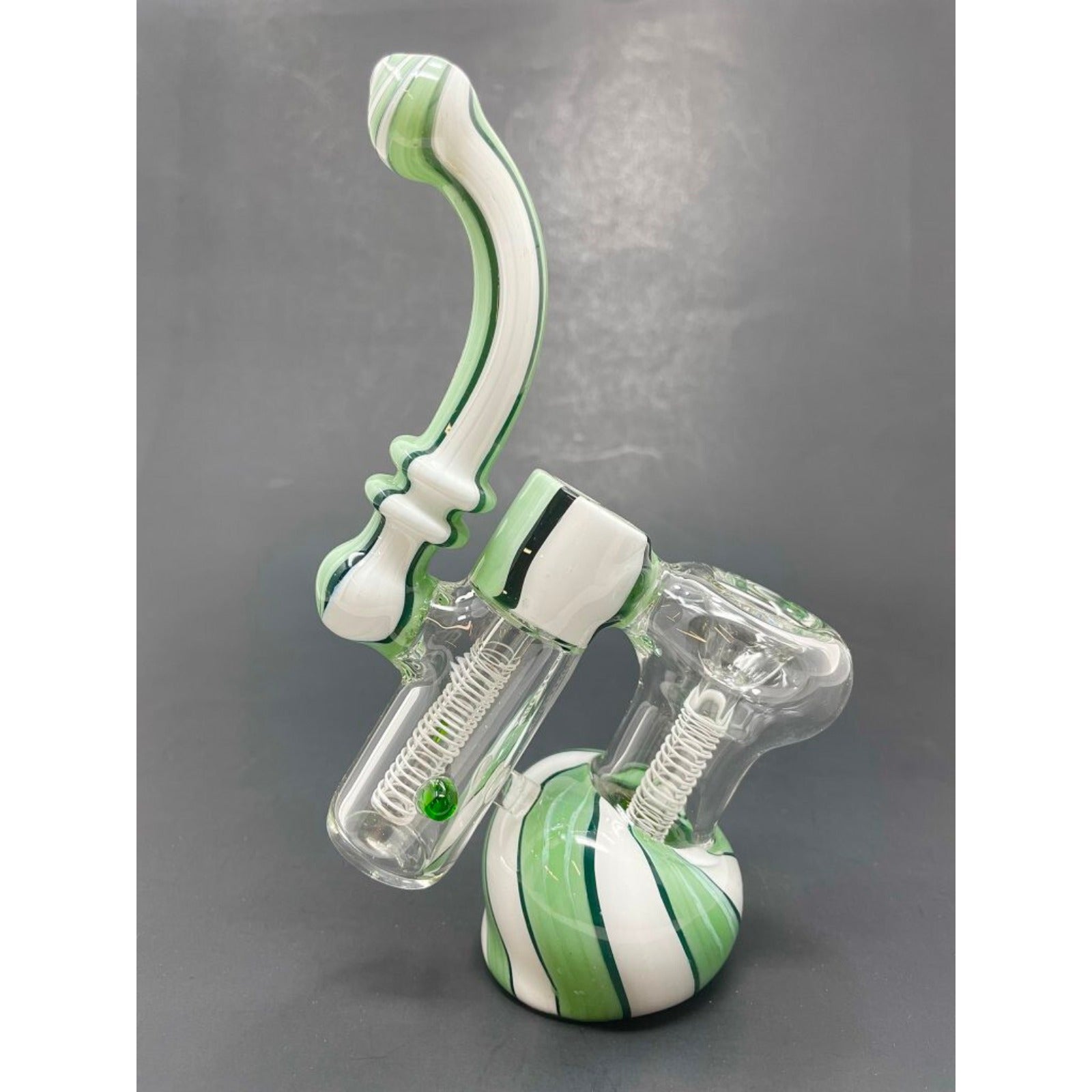 Hookah Water Pipe 7" Green/White Double Chamber Tobacco Bubbler Bong - Fast Ship