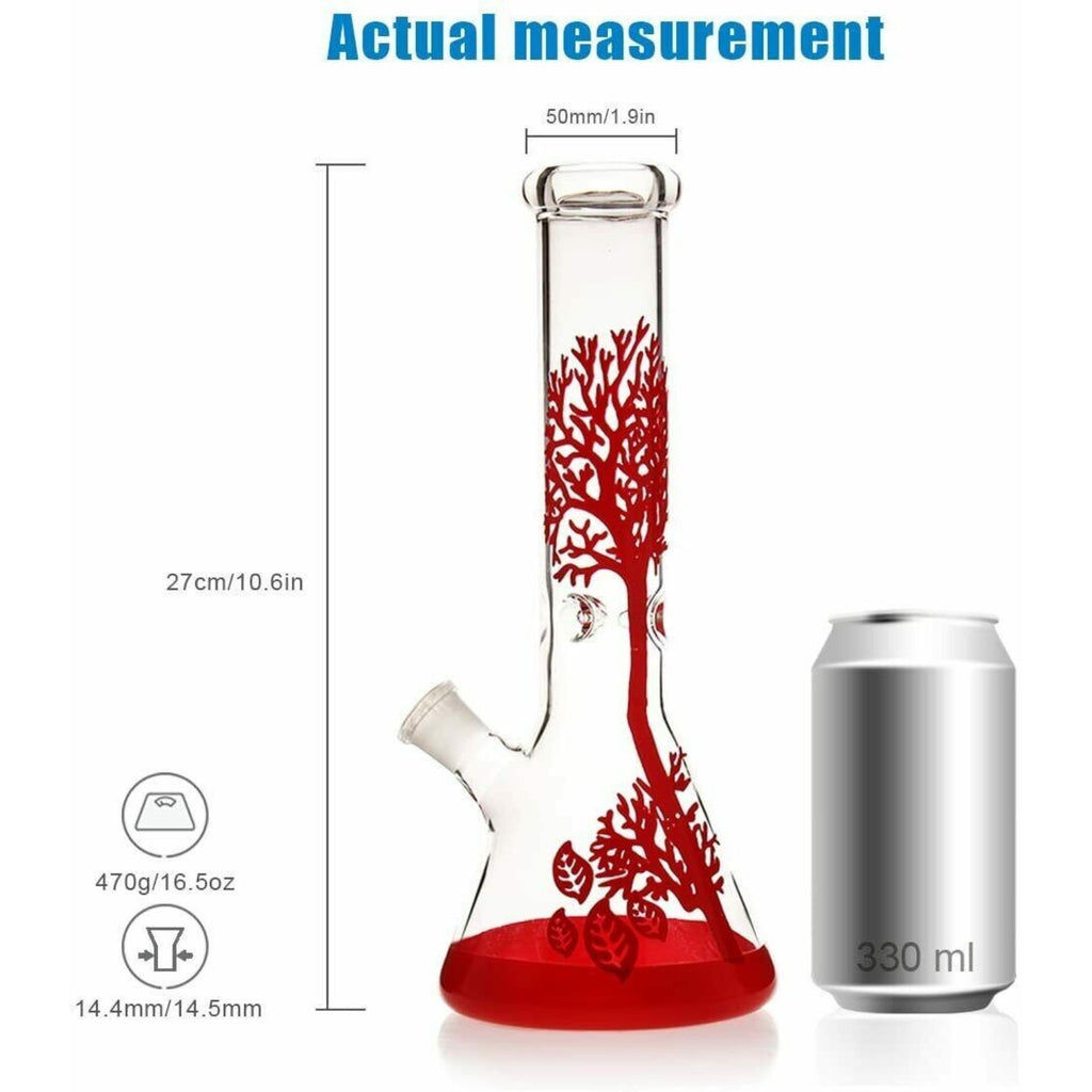 11 Inch Bongs Red Tree Glass Bong Smoking Hookah Glass Water Pipes 14mm Bowl
