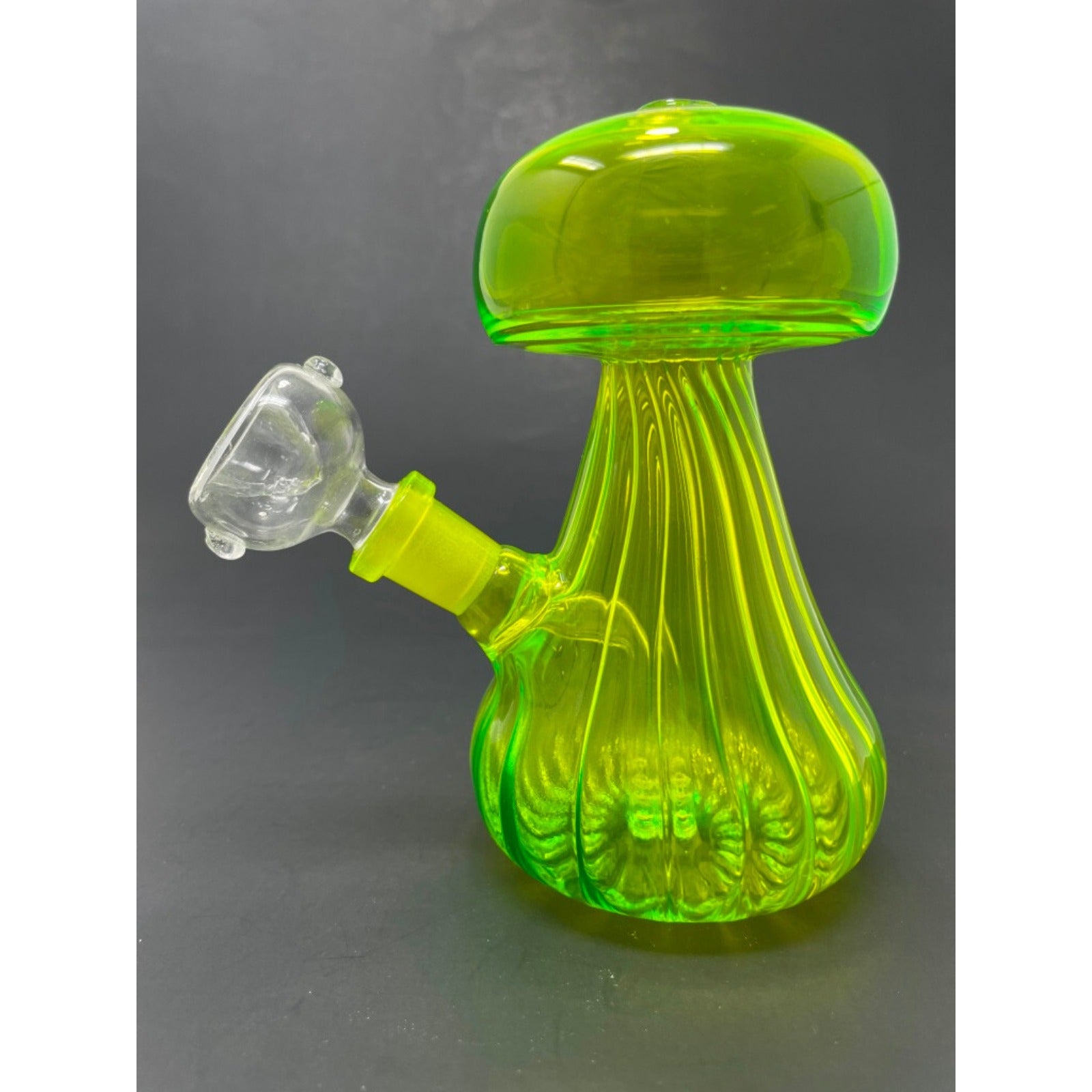 Hookah Water Pipe Glass 5" Neon Yellow Mushroom Shape Tobacco Bong