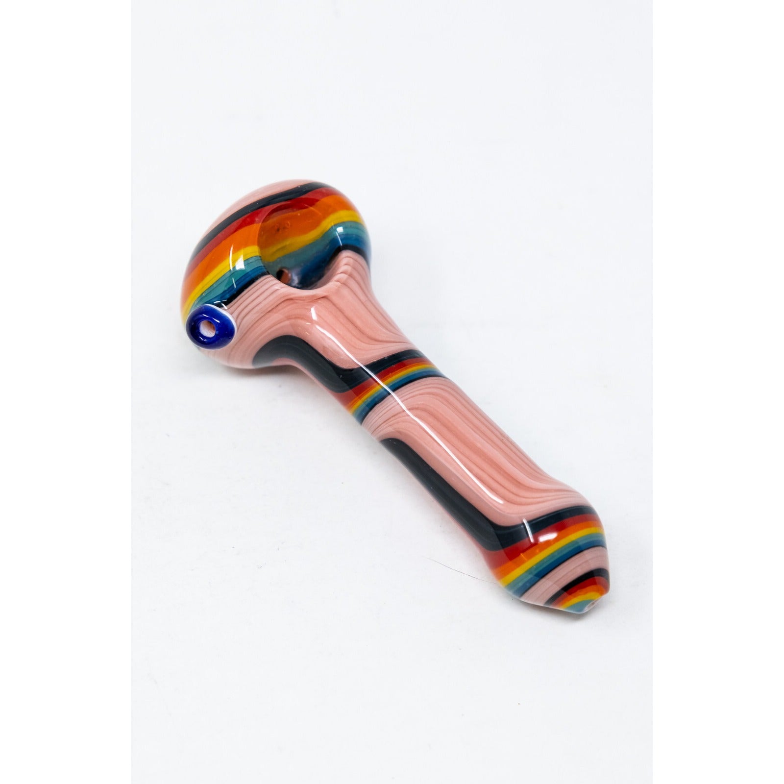 5" THICK Rainbow Design TOBACCO Glass Hand Smoking Pipe w/ Carb Hole