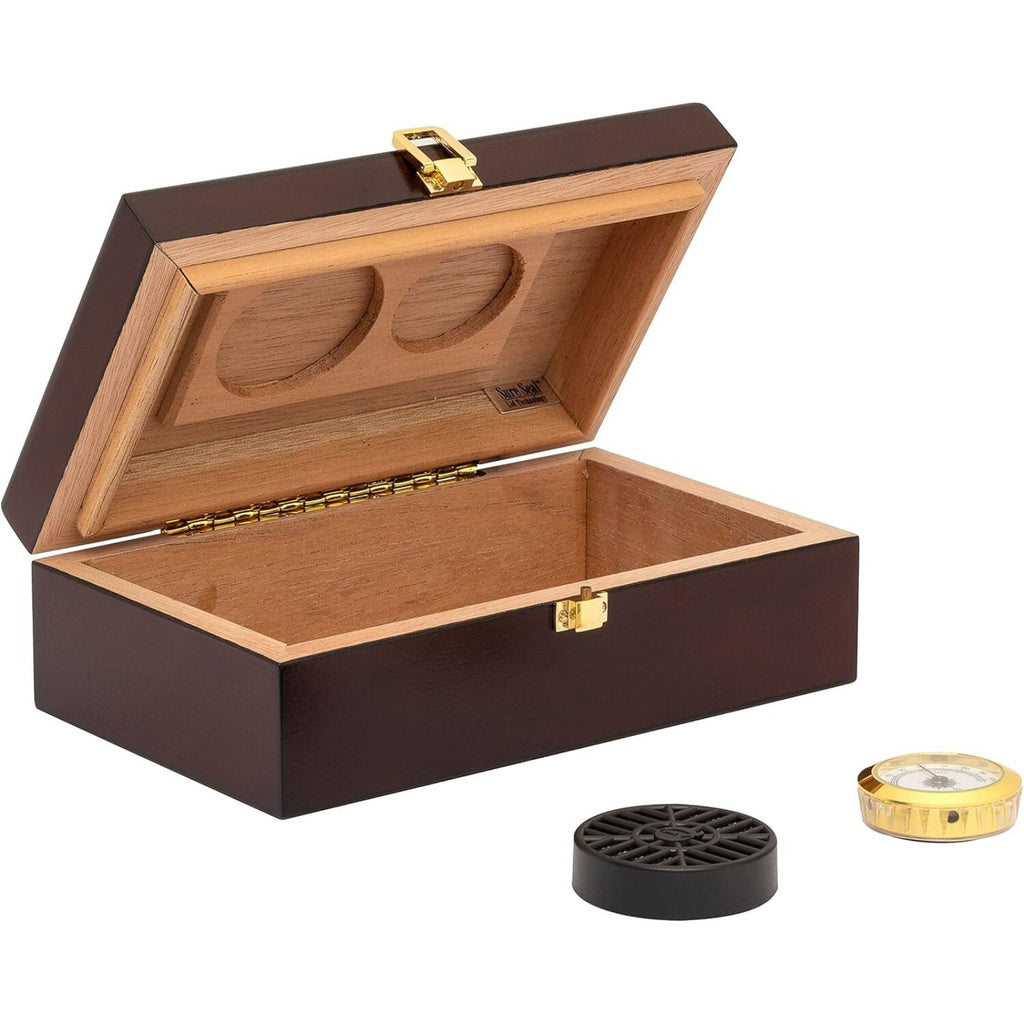 Humidor Supreme Cigar Humidor Box, Travel Humidor, Mahogany - 12 Cigars Storage
