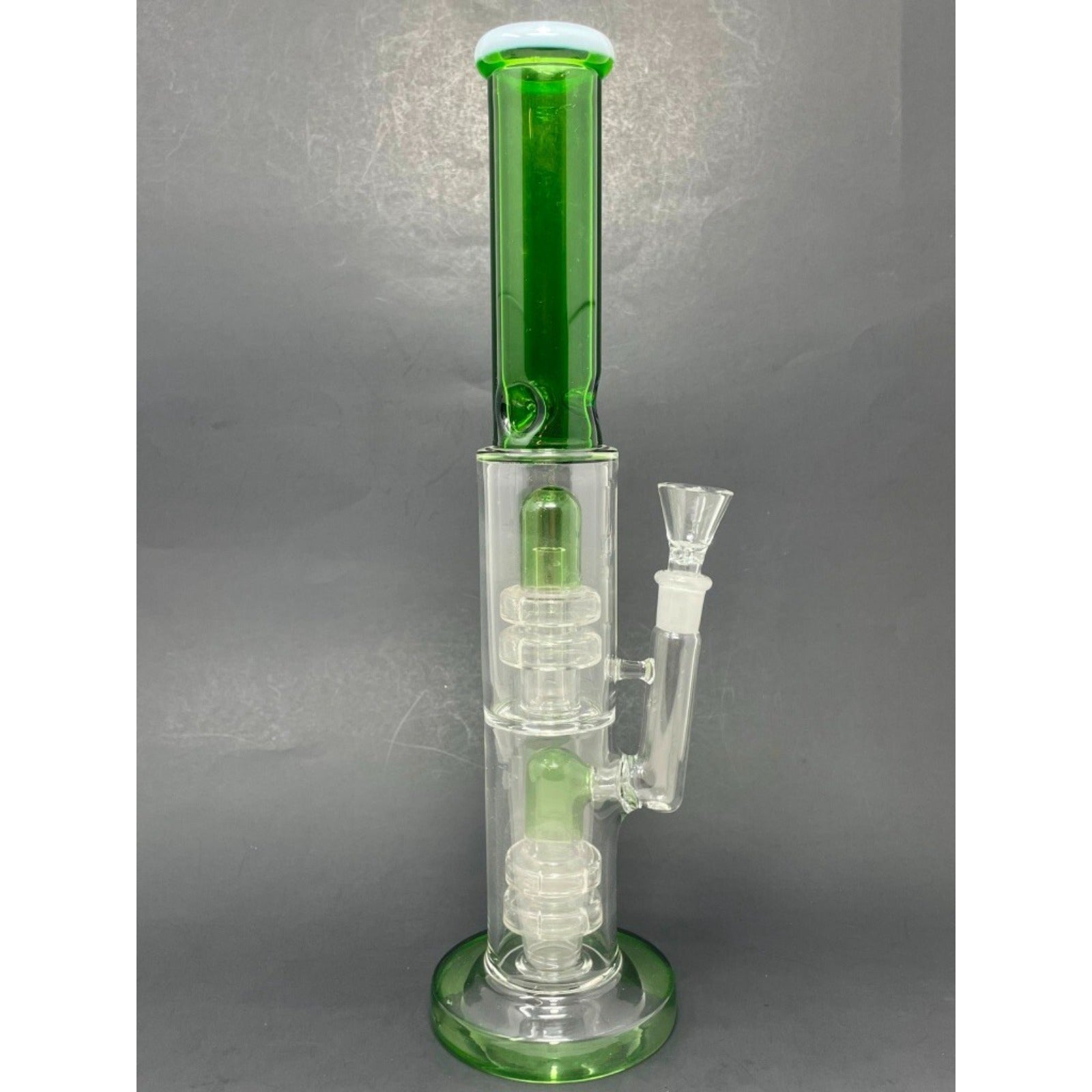 14" Hookah Water Pipe Stoned Genie Green Double Percolator Bong w/ Ice Catcher