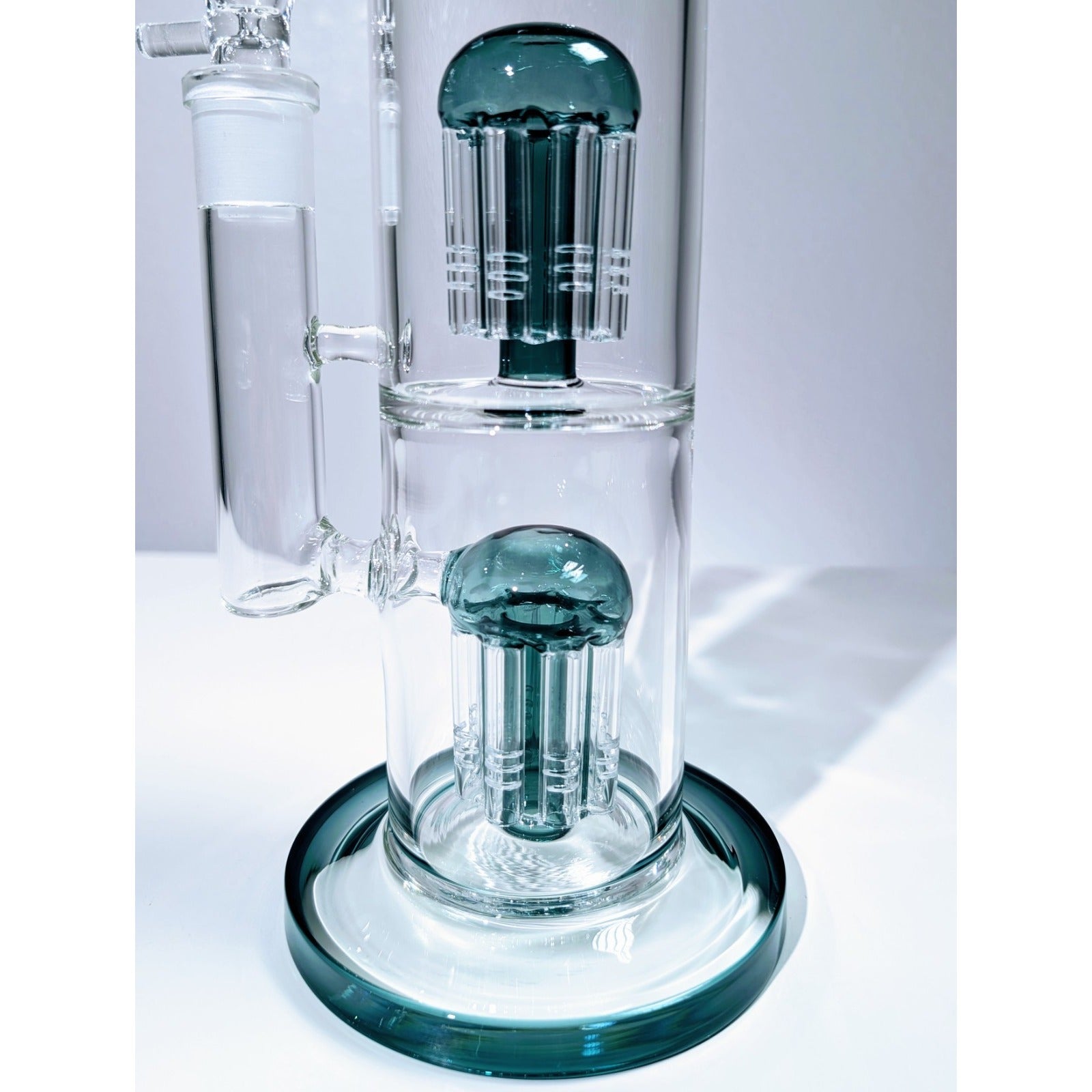 13" Teal Double Tree Perc 18mm Straight Tube Premium Quality Water Pipe Bong