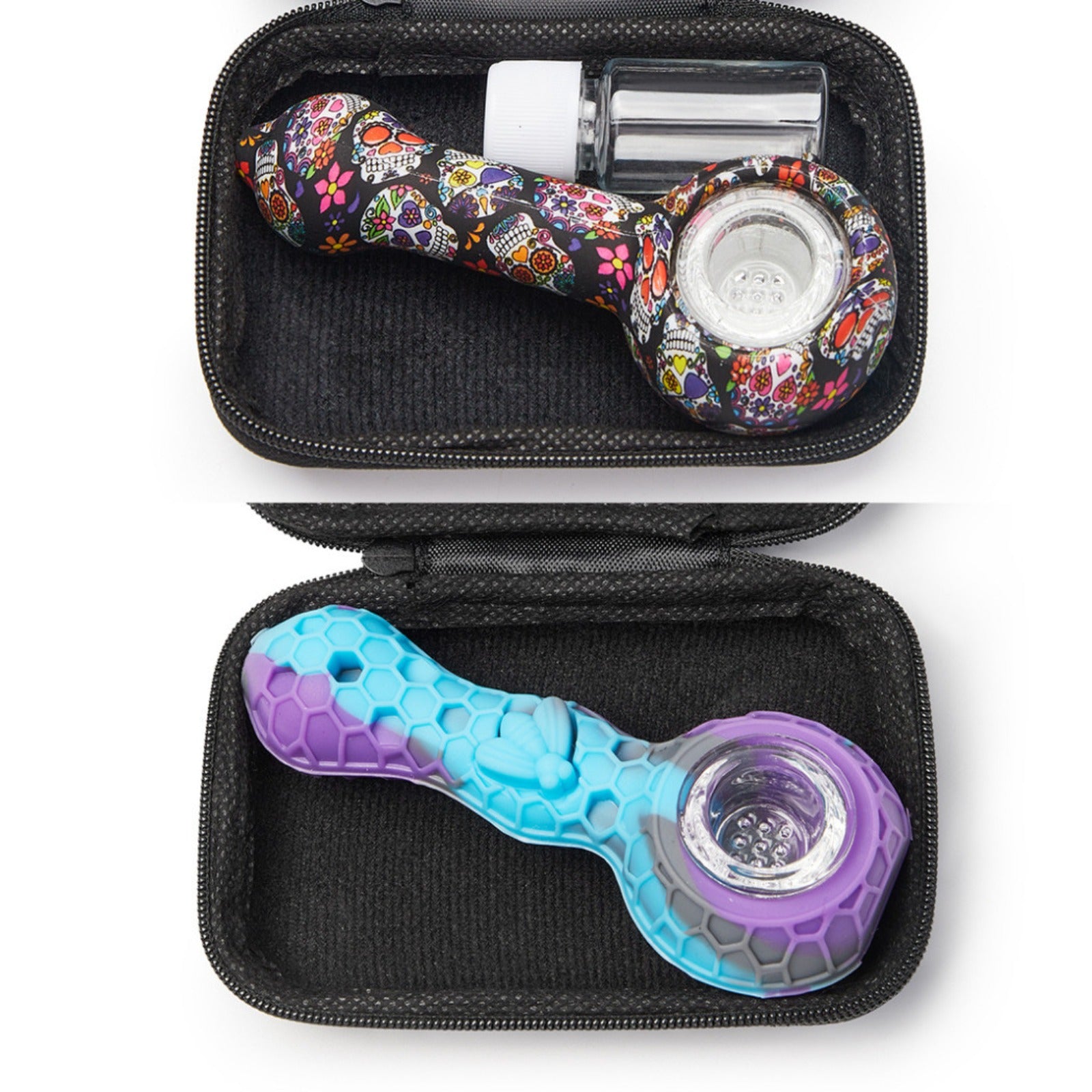 ( Pack of 2 ) 4.3 In Tobacco Smoking Silicone Pipe 9-Hole Glass Bowl Hand Pipe