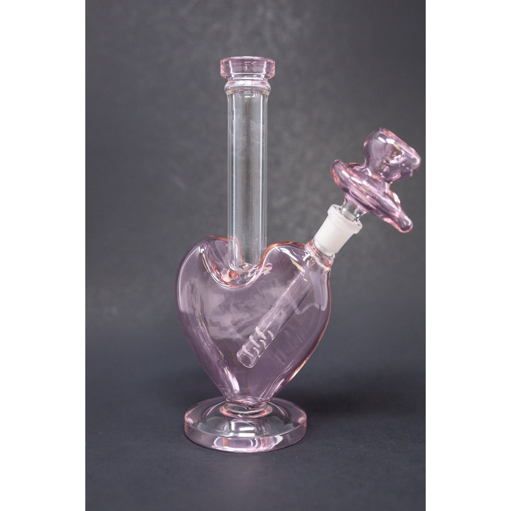 Hookah Water Pipe Glass 9" Heart Shaped Tobacco Bong w/ Heart Bowl Pc